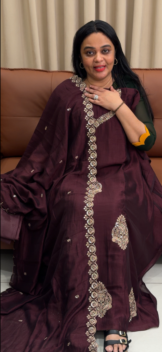 SEMI RAW SILK UNSTITCHED SALWAR SUITS - IHA 35232