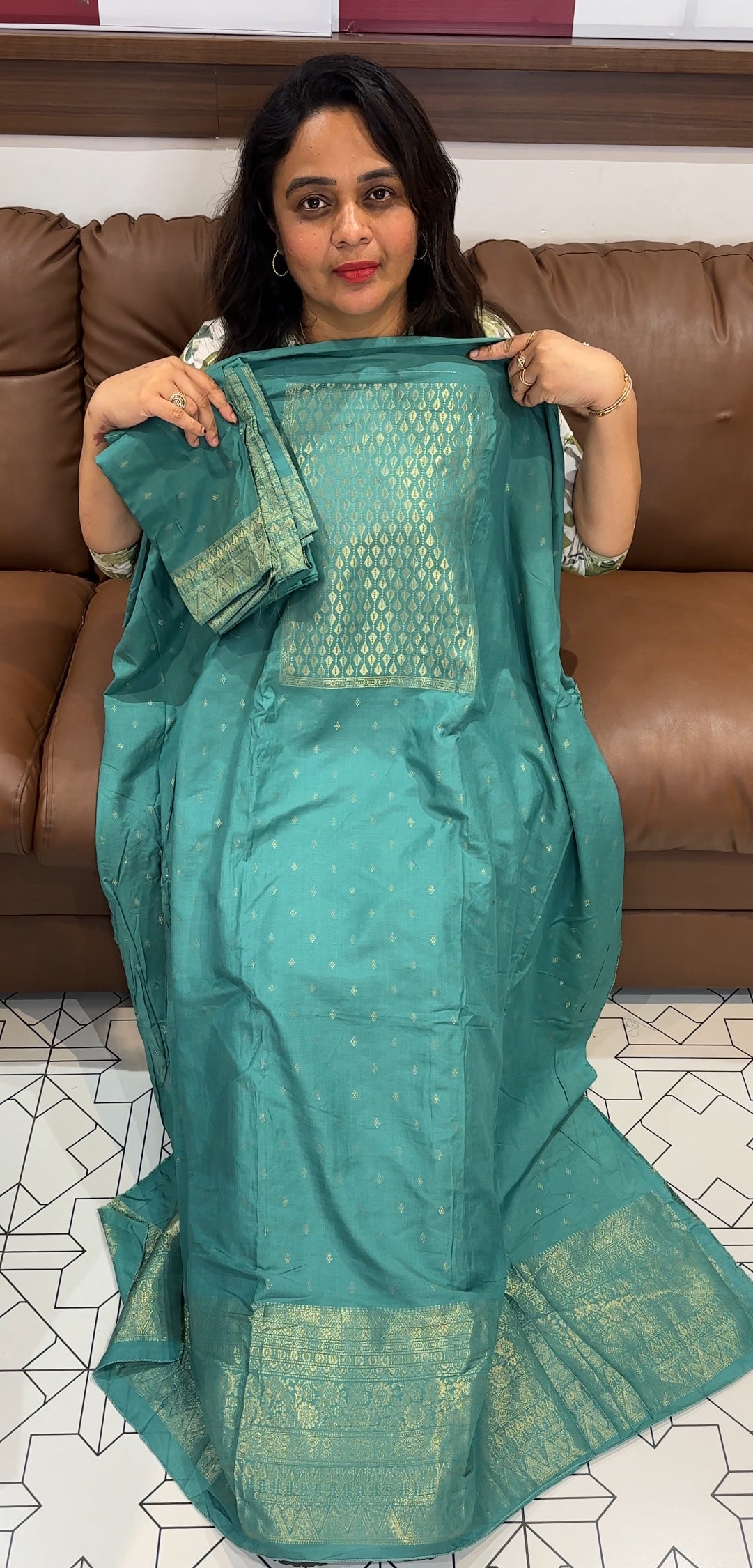 SEMI BANARASI UNSTITCHED SALAR SUITS - IHA 26306