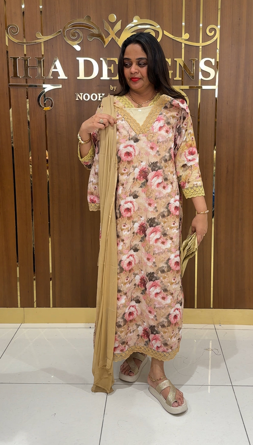 PRINTED HAKOBA TOP, BOTTOM AND DUPATTA  - IHA 23001