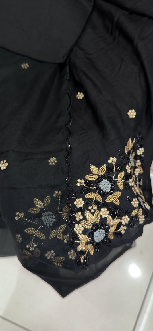 HANDWORKED SILK UNSTITCHED SALWAR SUITS - IHA 34286