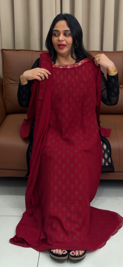 IHA'S IN-HOUSE GEORGETTE ALINE TOP AND DUPATTA - IHA 34030