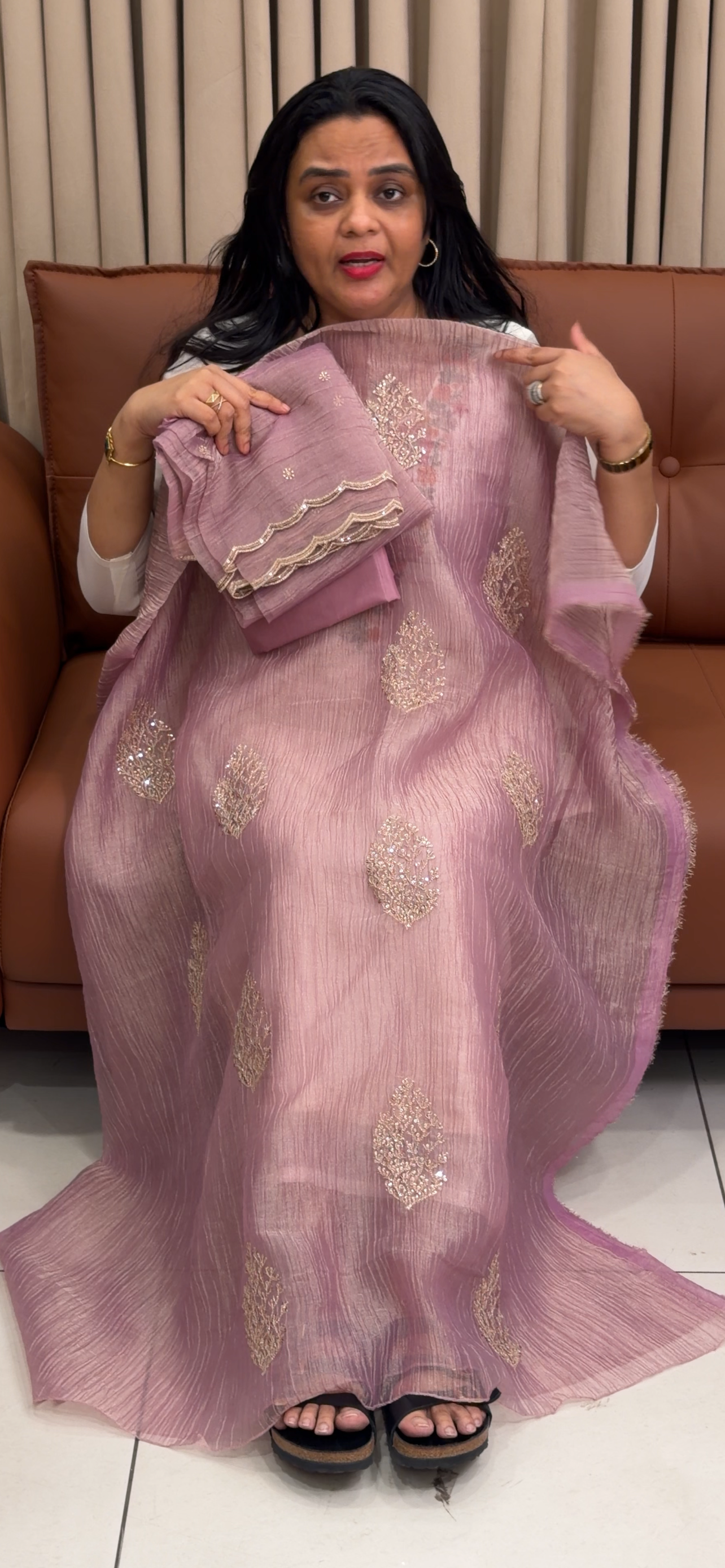 CRUSHED BANARASI TISSUE UNSTITCHED SALWAR SUITS - IHA 34894