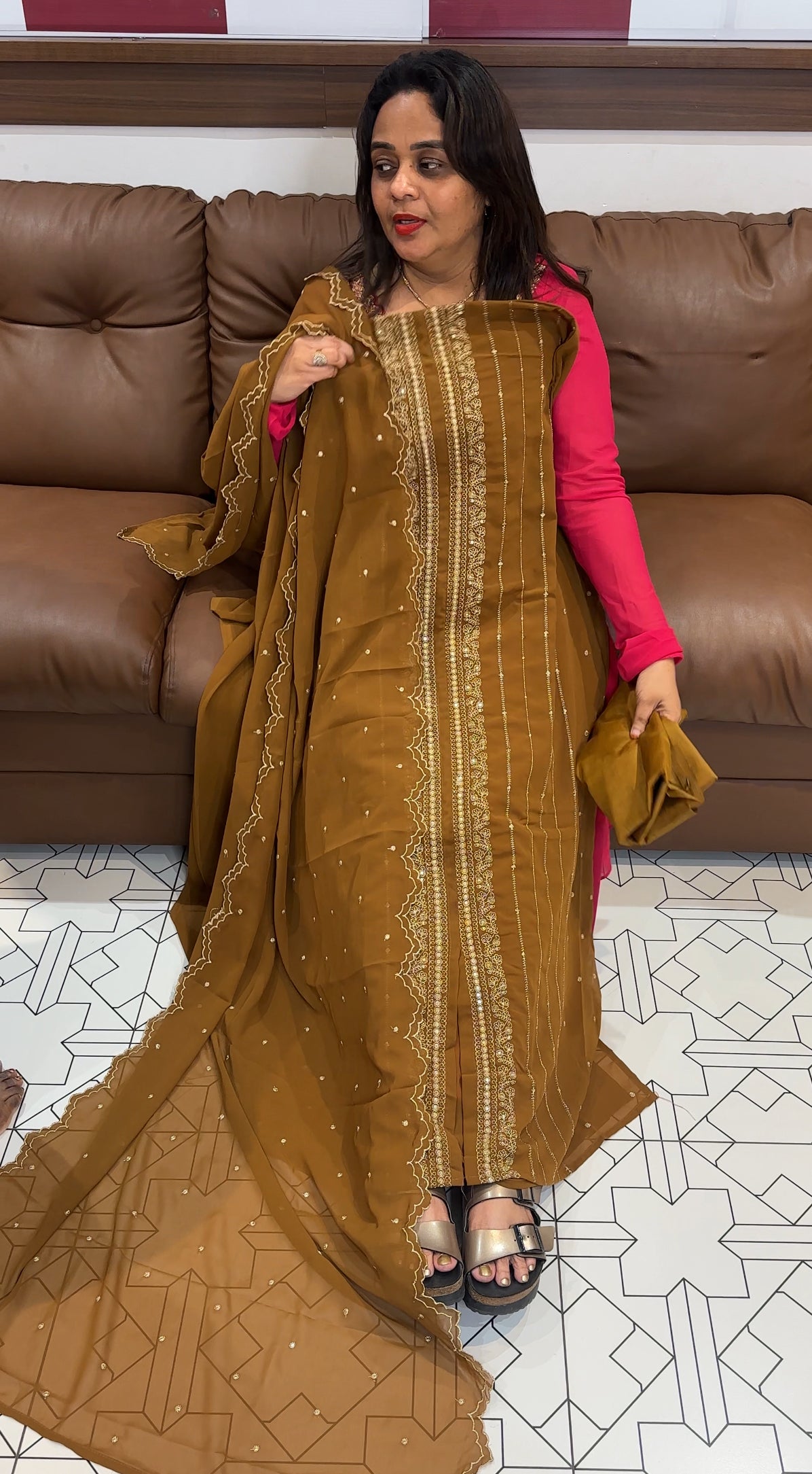 FAUX GEORGETTE UNSTITCHED SALWAR SUITS - IHA 23534
