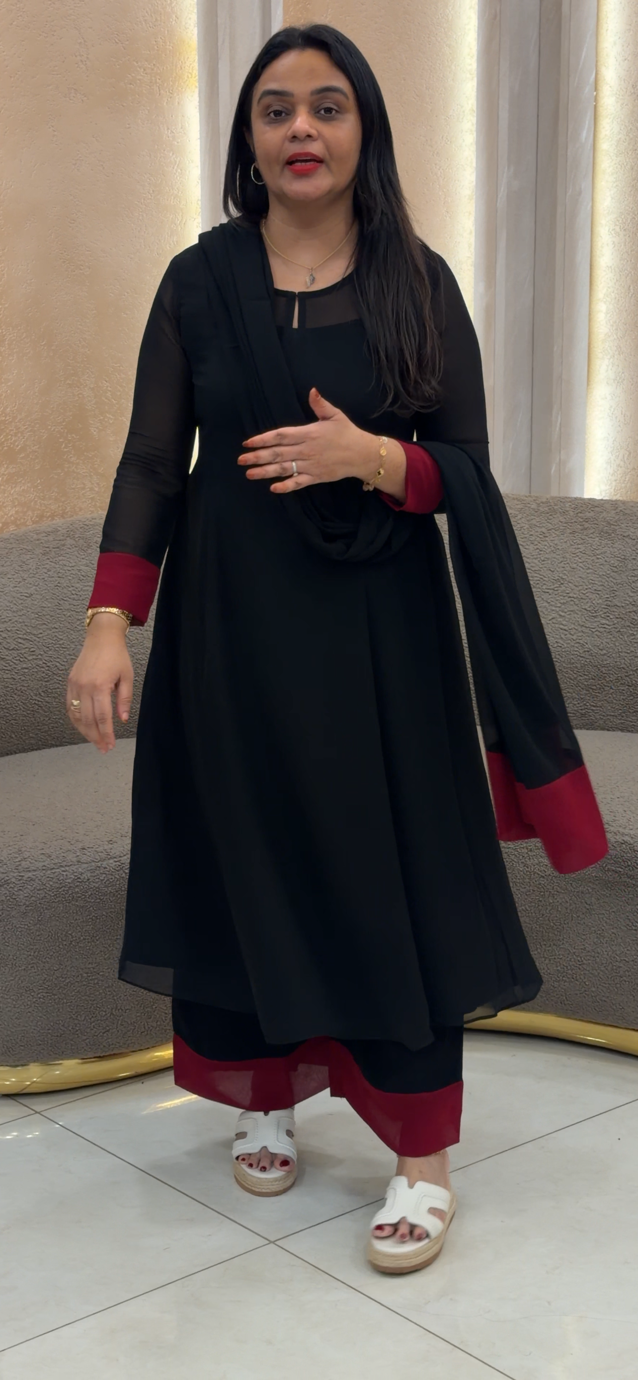 IHA'S IN-HOUE SLITTED TOP, BOTTOM AND DUPATTA - IHA 33198