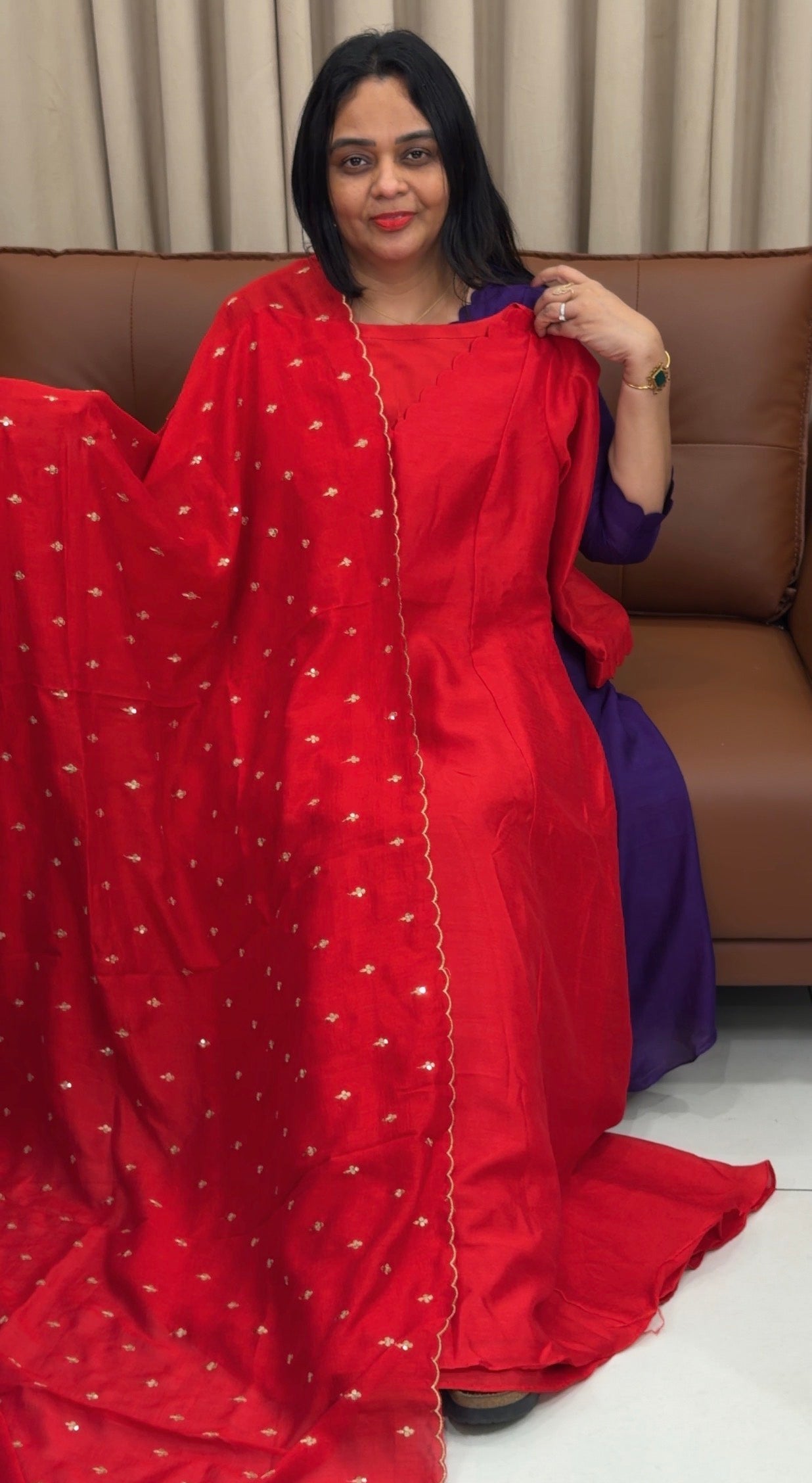 IHA'S IN-HOUSE SEMI RAW SILK ALINE TOP AND DUPATTA - IHA 33425