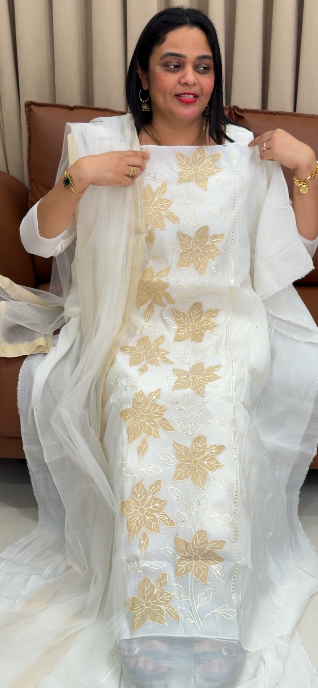IHA'S IN-HOUSE CHANDERI TOP, BOTTOM AN DUPATTA - IHA 34088