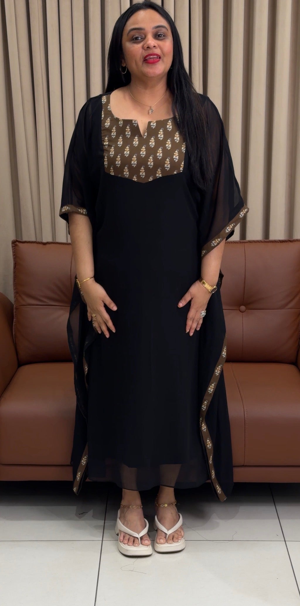 IHA'S IN-HOUSE GEORGETTE KAFTAN TOPS - IHA 34747