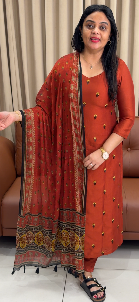 SEMI RAW SILK UNSTITCHED SALWAR SUITS - IHA 34320
