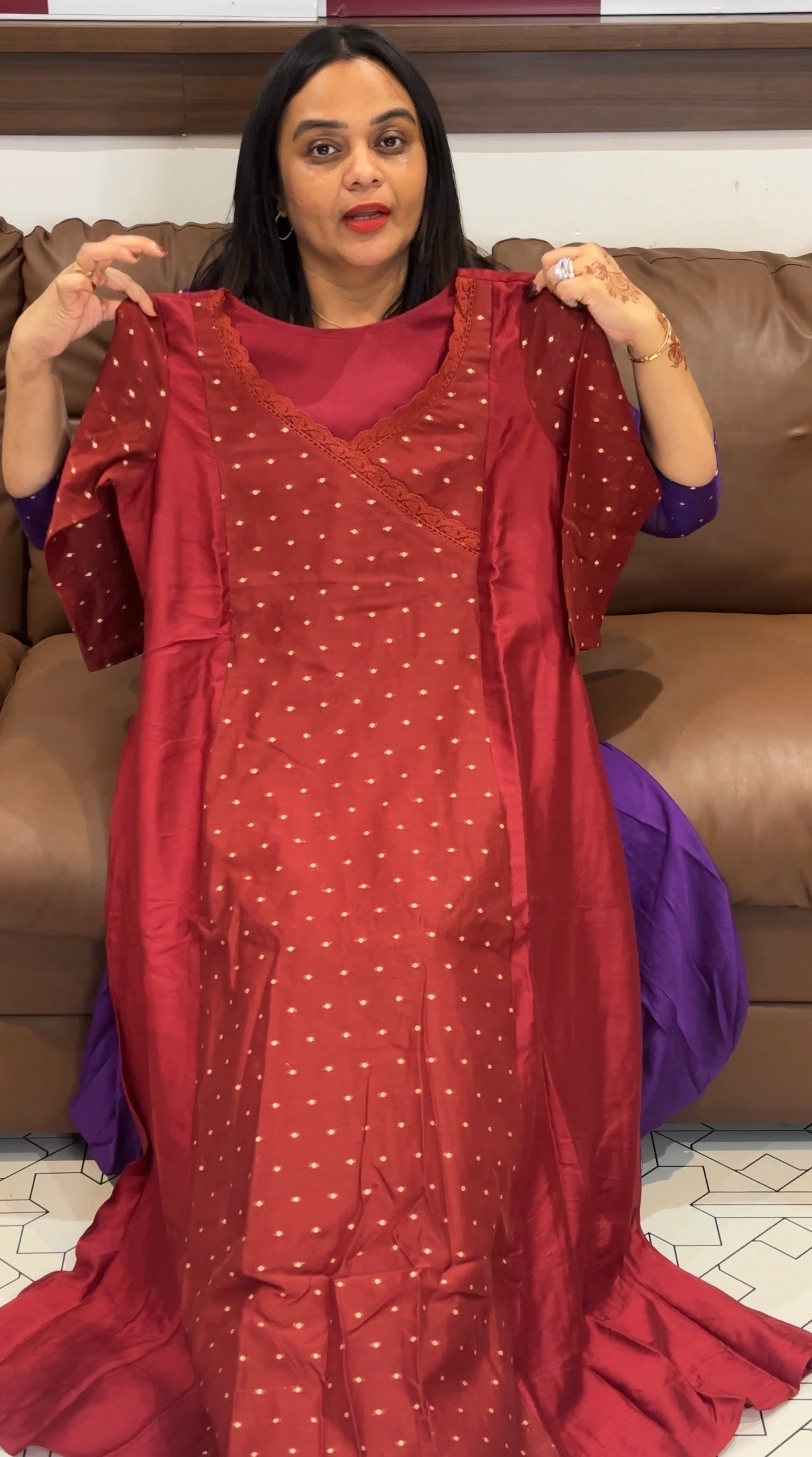 IHA'S IN-HOUSE MUL CHANDERI ALINE TOPS - IHA 31444