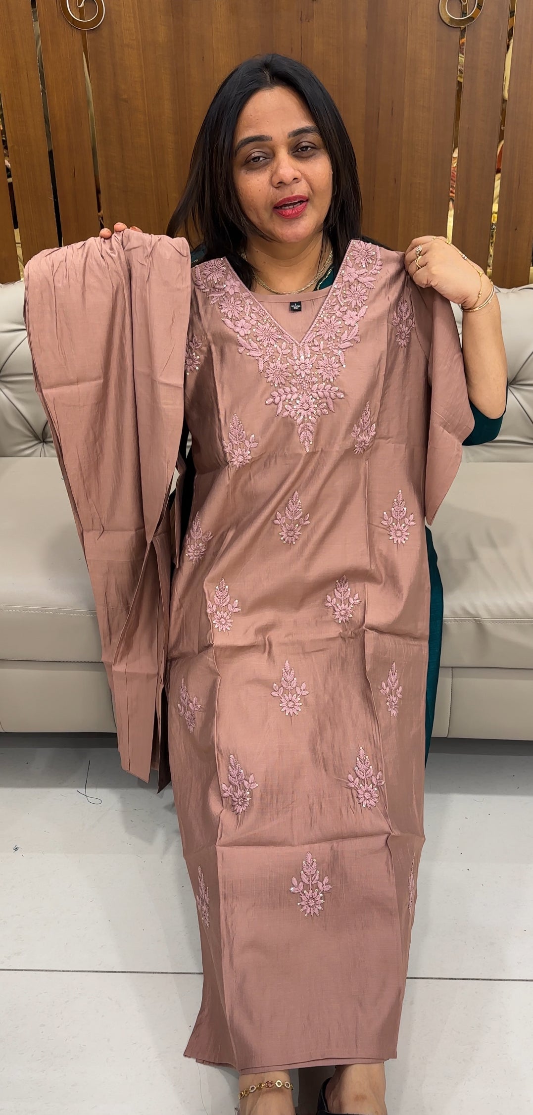 SEMI RAW SILK  TOP AND BOTTOM - IHA 26066