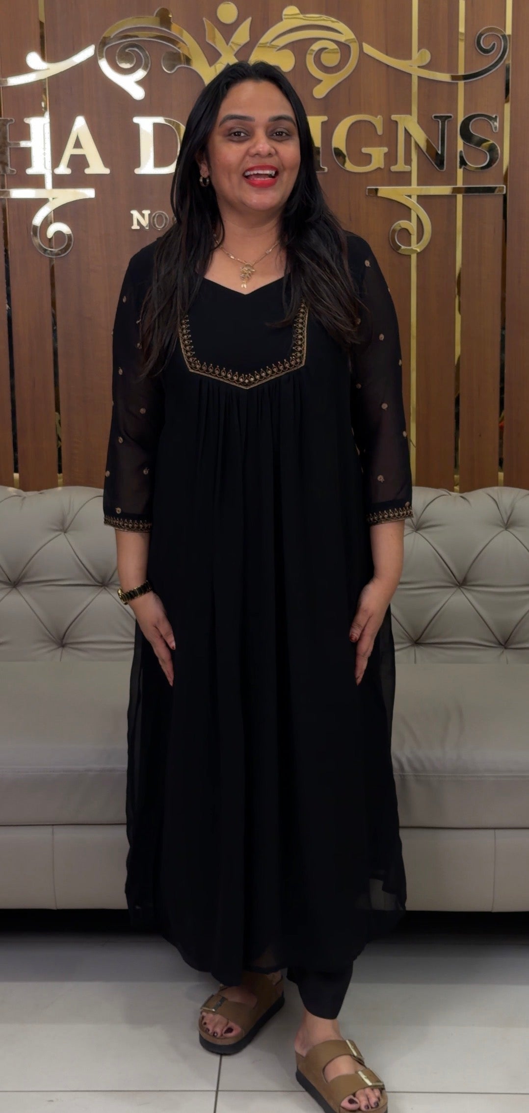 FAUX GEORGETTE ALINE TOPS - IHA 32804