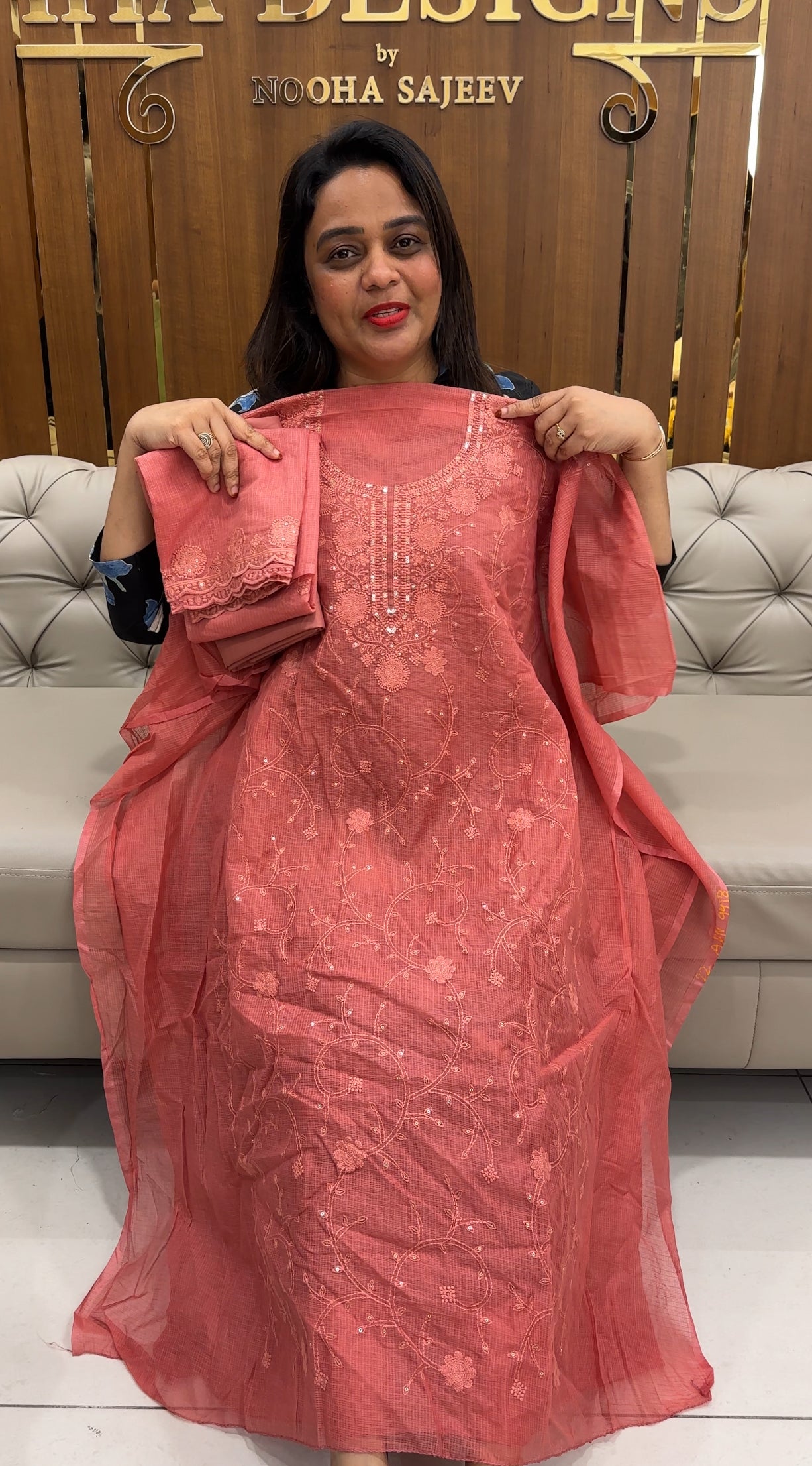 LUCKNOWI CHIKANKARI UNSTITCHED SALWAR SUITS - IHA 25358