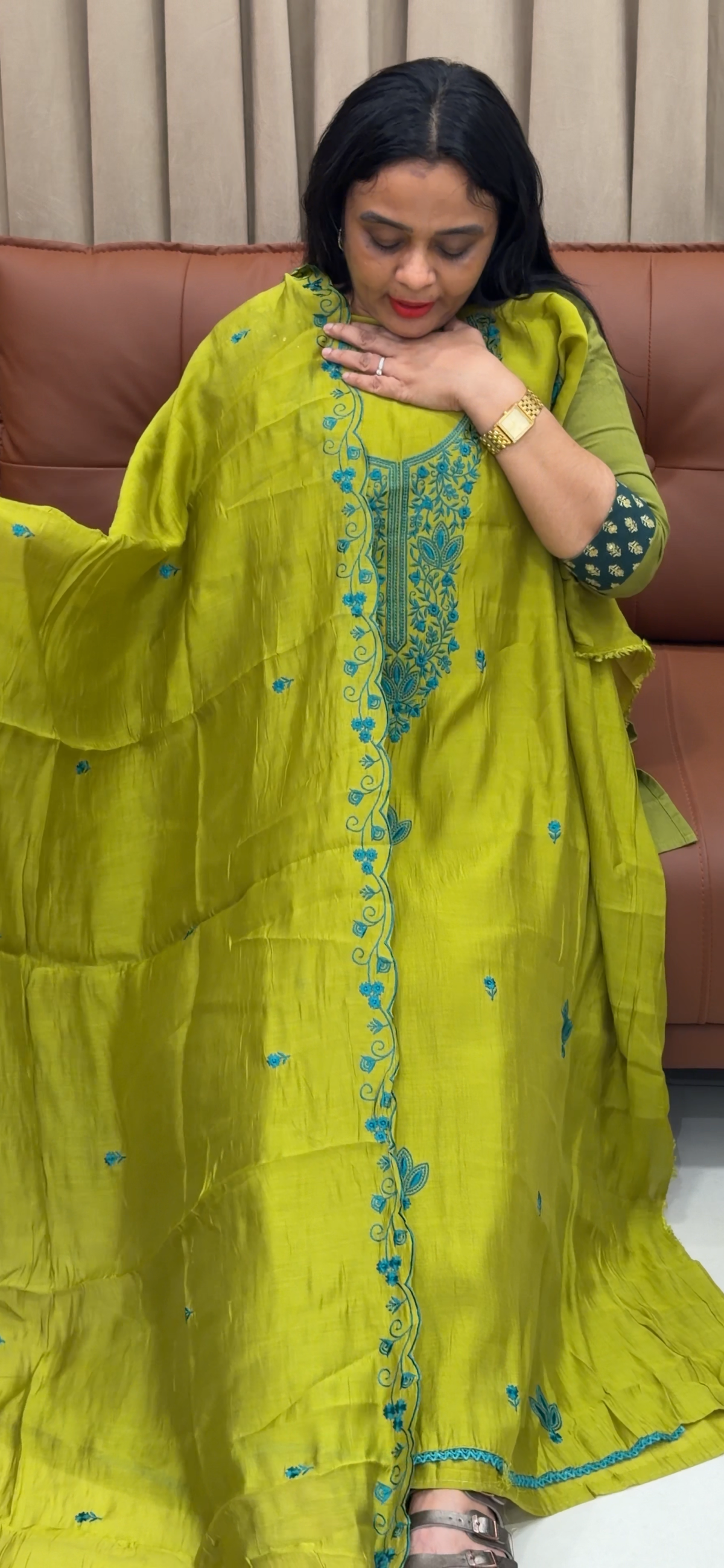 MUL CHANDERI UNSTITCHED SALWAR SUITS - IHA 35858