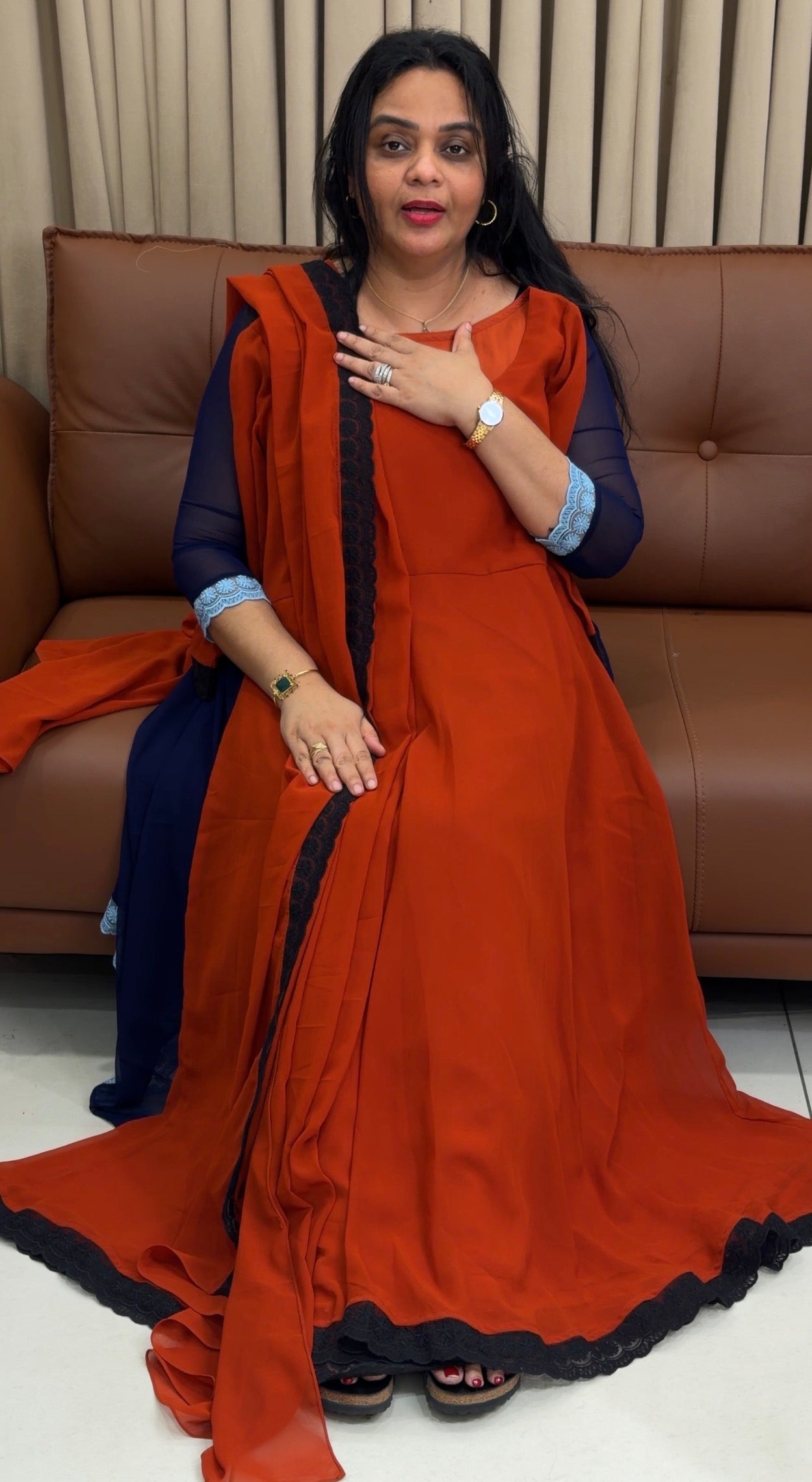 IHA'S IN-HOUSE GEORGETTE ANARKALI TOP AND DUPATTA - IHA 34620