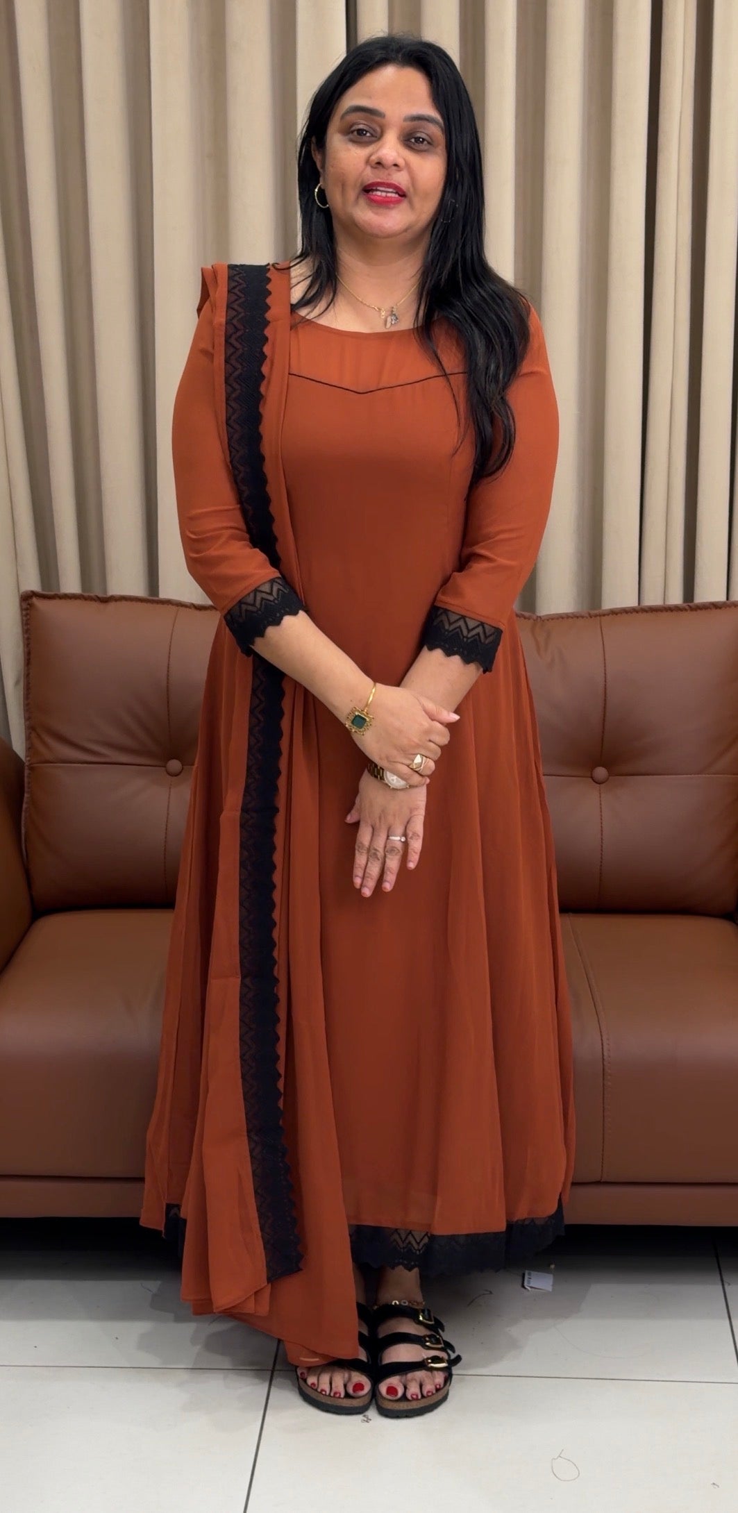 IHA'S IN-HOUSE GEORGETTE ALINE TOP AND DUPATTA - IHA 34255