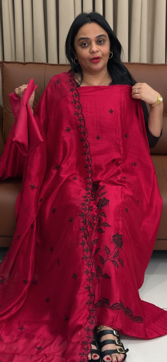 SEMI RAW SILK UNSTITCHED SALWAR SUITS - IHA 34407