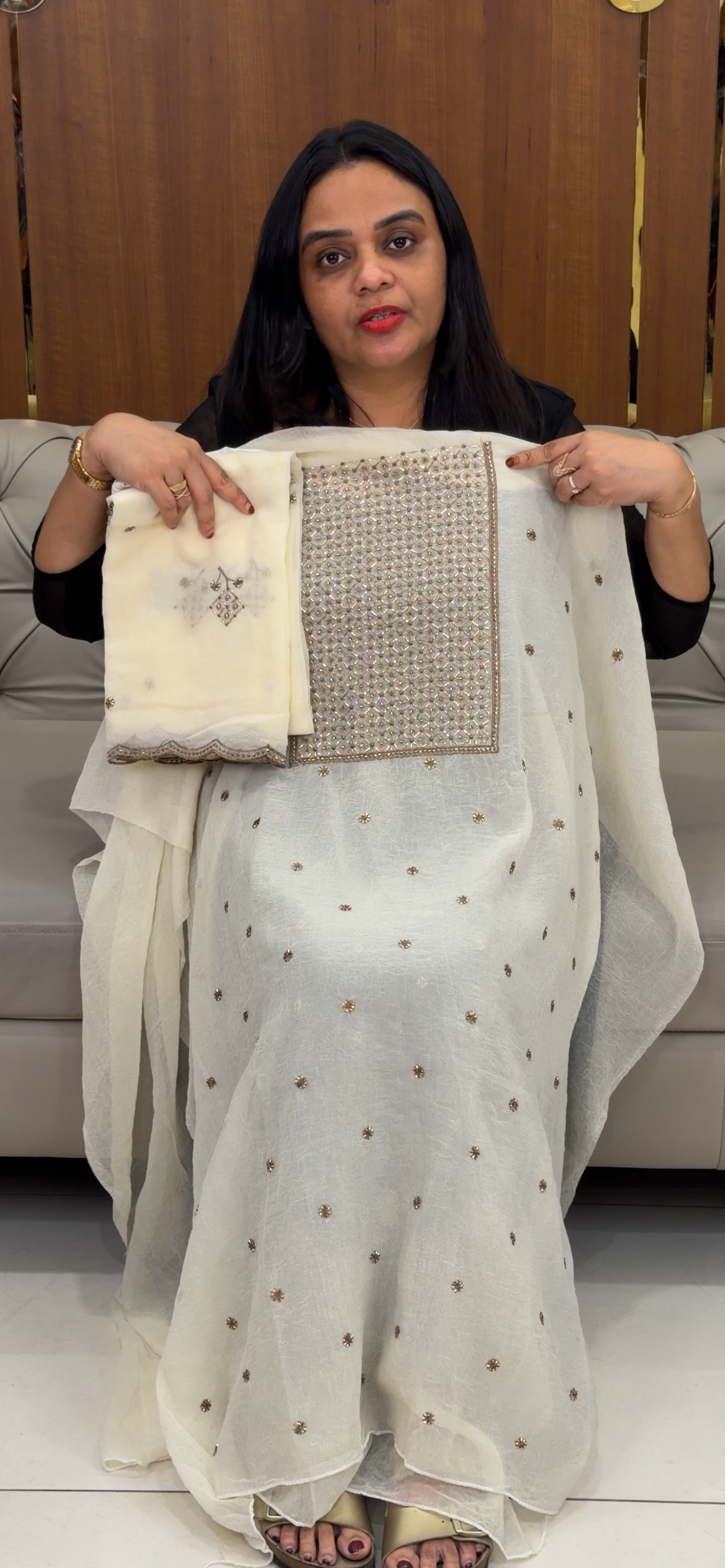 HAND WORKED UNSTITCHED SLAWAR SUITS - IHA 32828