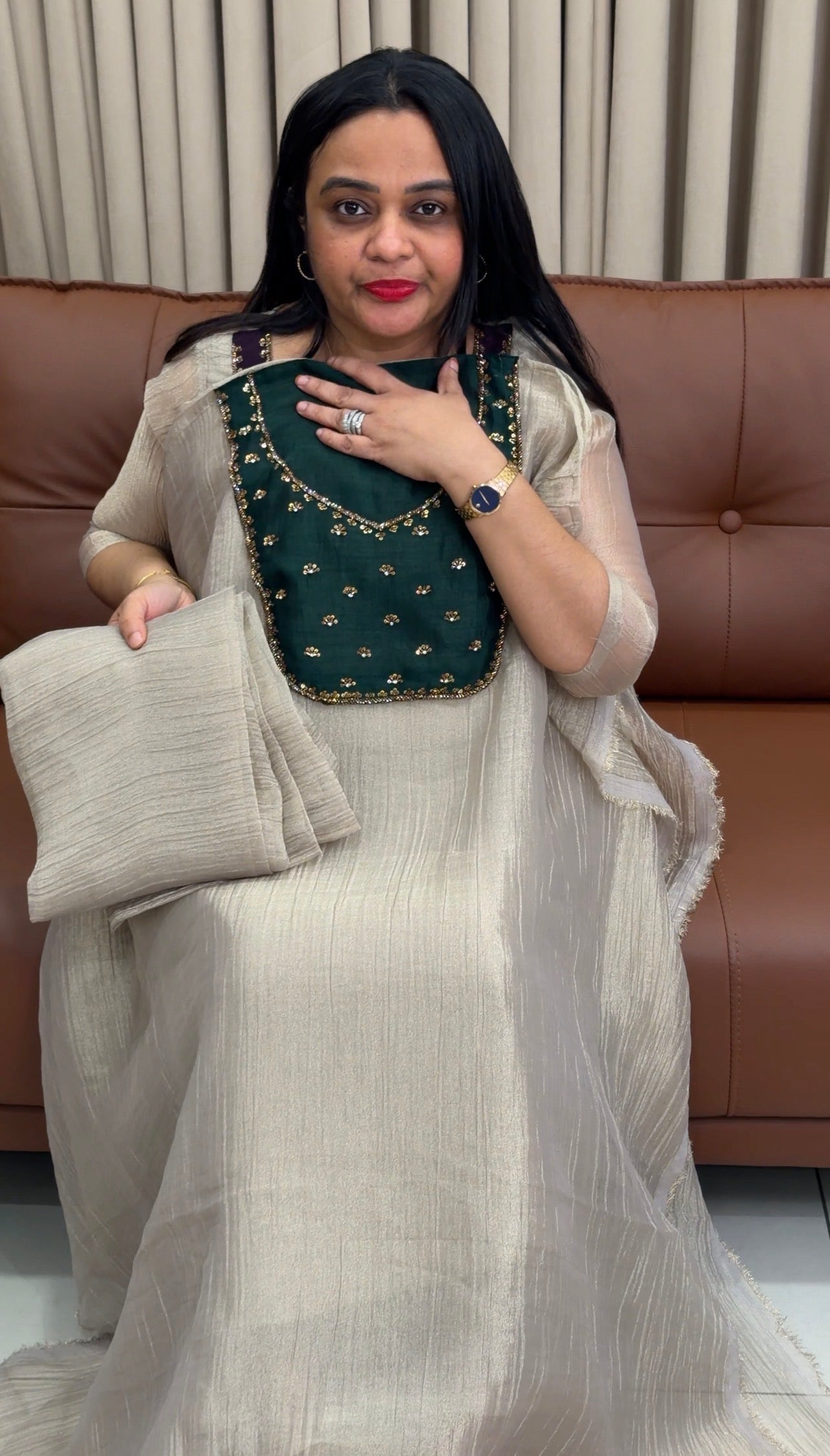 IHA'S IN-HOUSE TISSUE BANARASI UNTITCHED SALWAR SUITS - IHA 34746