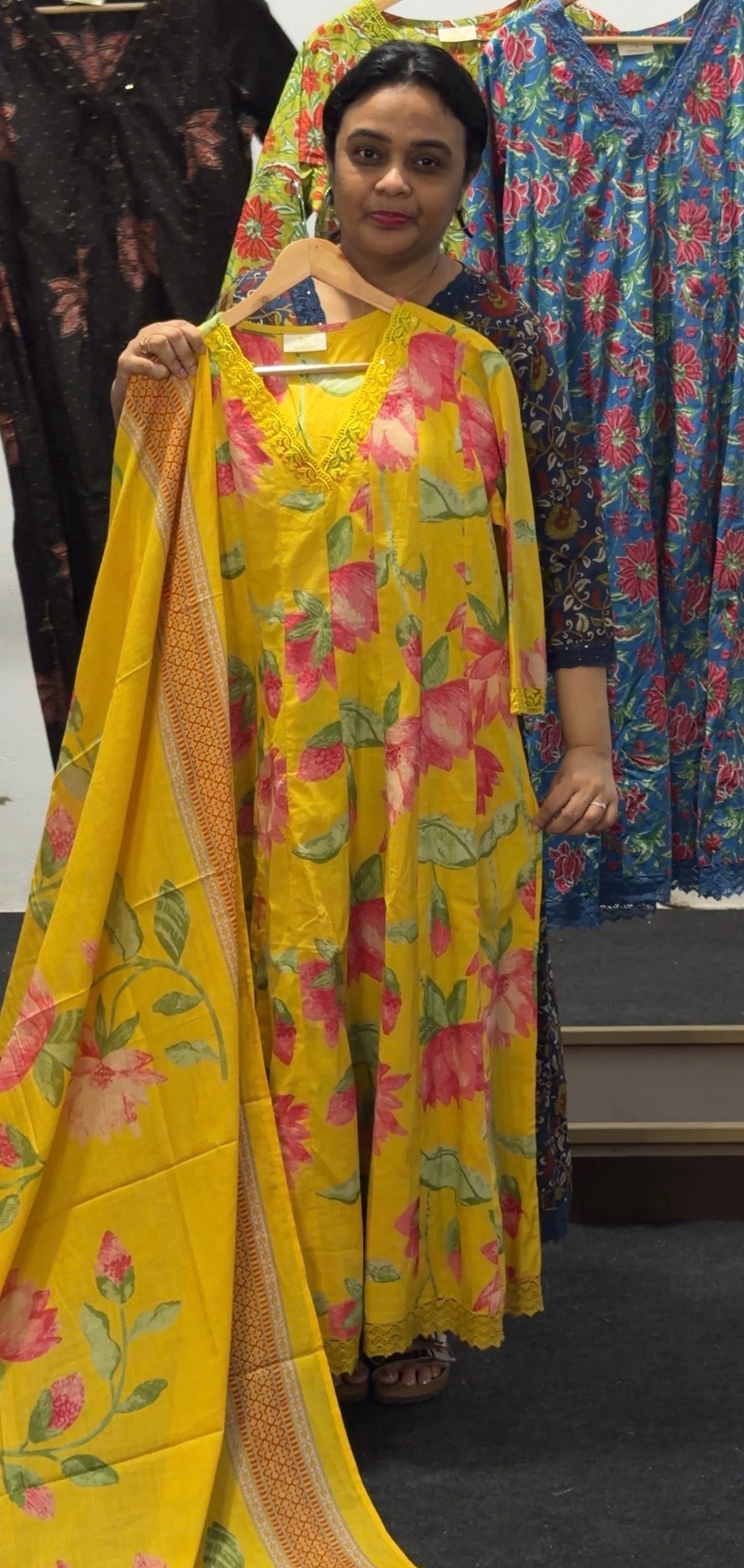 PRINTED ANARKALI TOP AND DUPATTA - IHA 36076