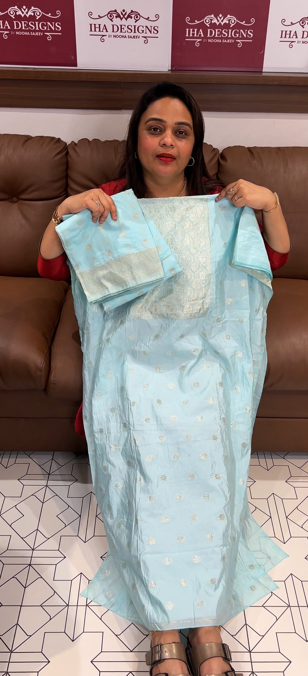 SEMI BANARASI UNSTITCHED SALWAR SUITS- IHA 23497