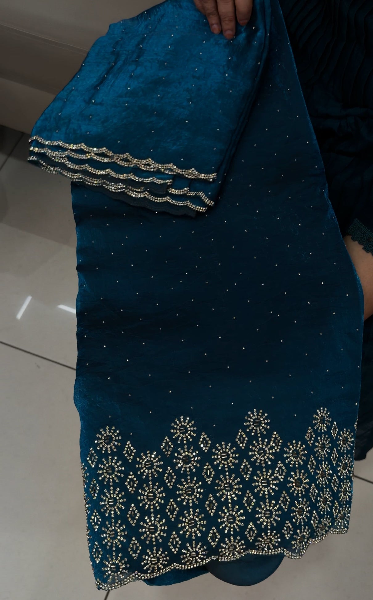 VELVET ORGANZA UNSTITCHED SALWAR SUITS - IHA 30680