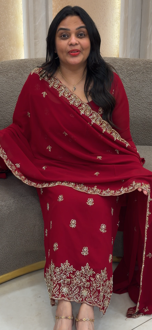 FORWARD HAND WORKED TOP,BOTTOM AND DUPATTA  - IHA 32921