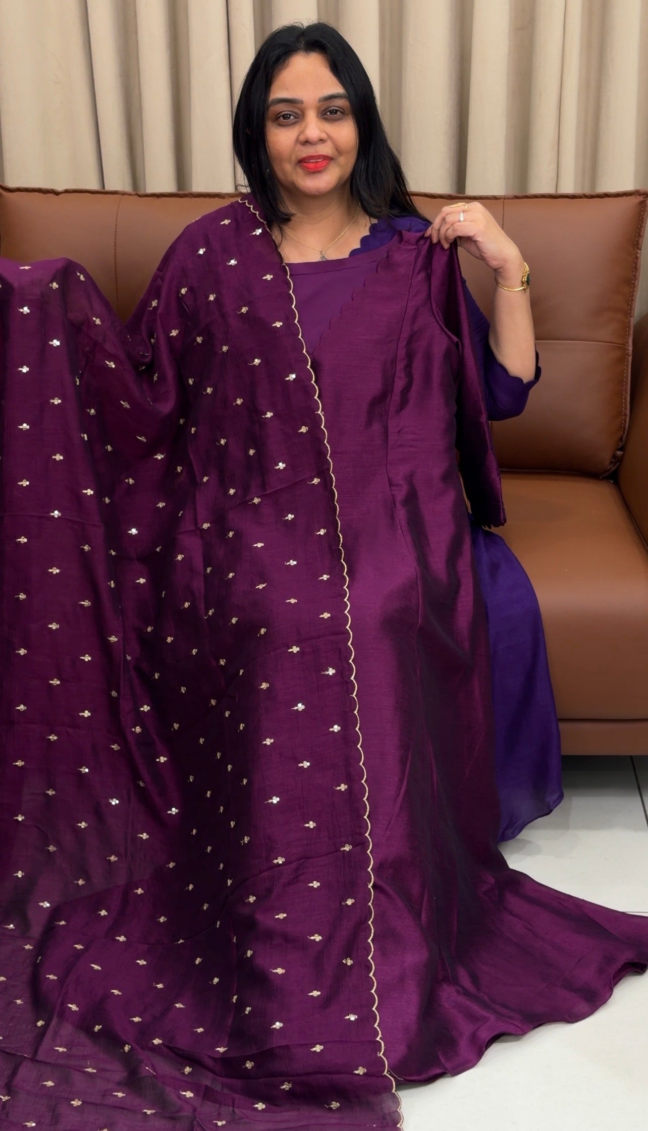 IHA'S IN-HOUSE SEMI RAW SILK ALINE TOP AND DUPATTA - IHA 33425