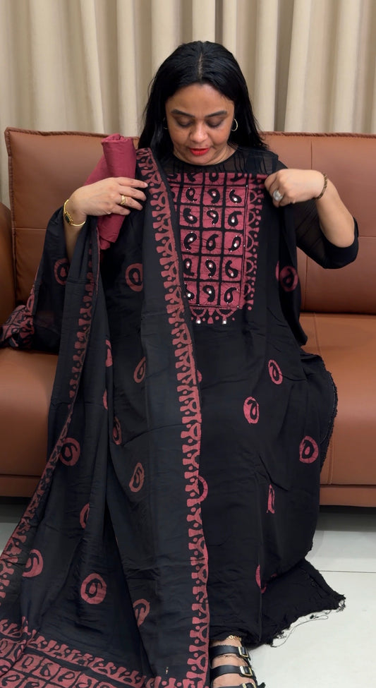 BATIK PRINTED UNSTITCHED SALWAR SUITS - IHA 35212
