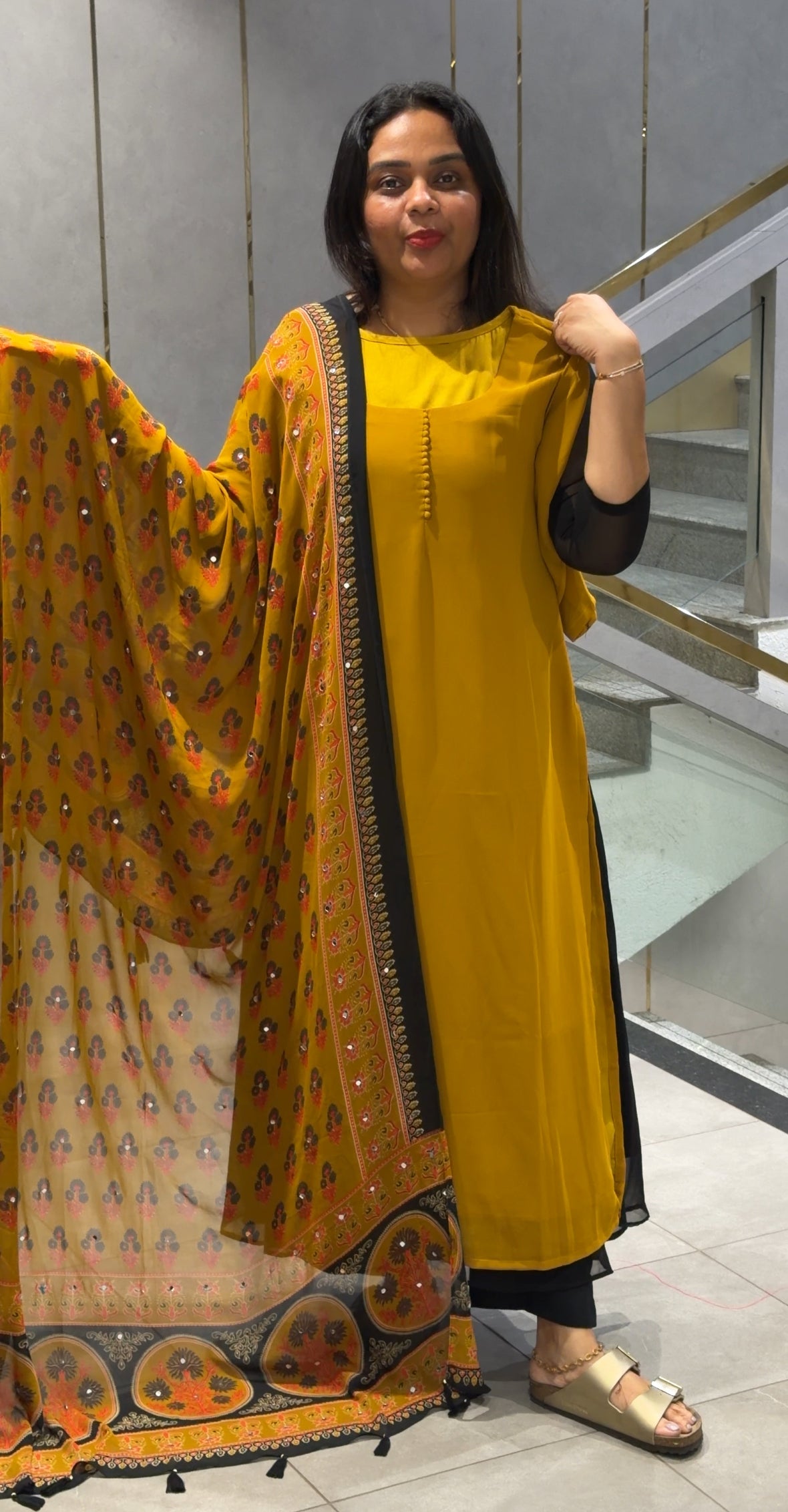 IHA'S IN-HOUSE GEORGETTE ALINE TOP AND DUPATTA - IHA 33972