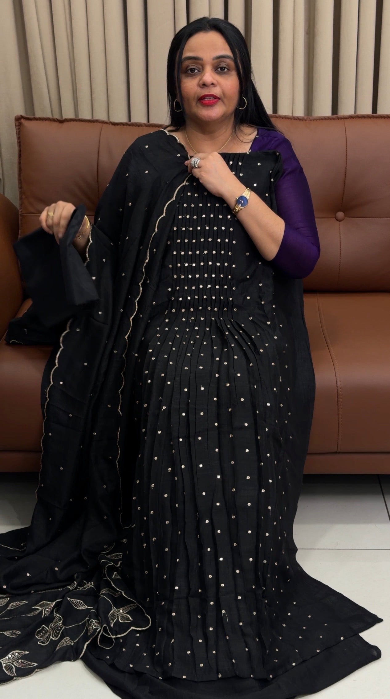 FORWARD SEMI RAW SILK ALINE TOP,BOTTOM AND DUPATTA - IHA 34671