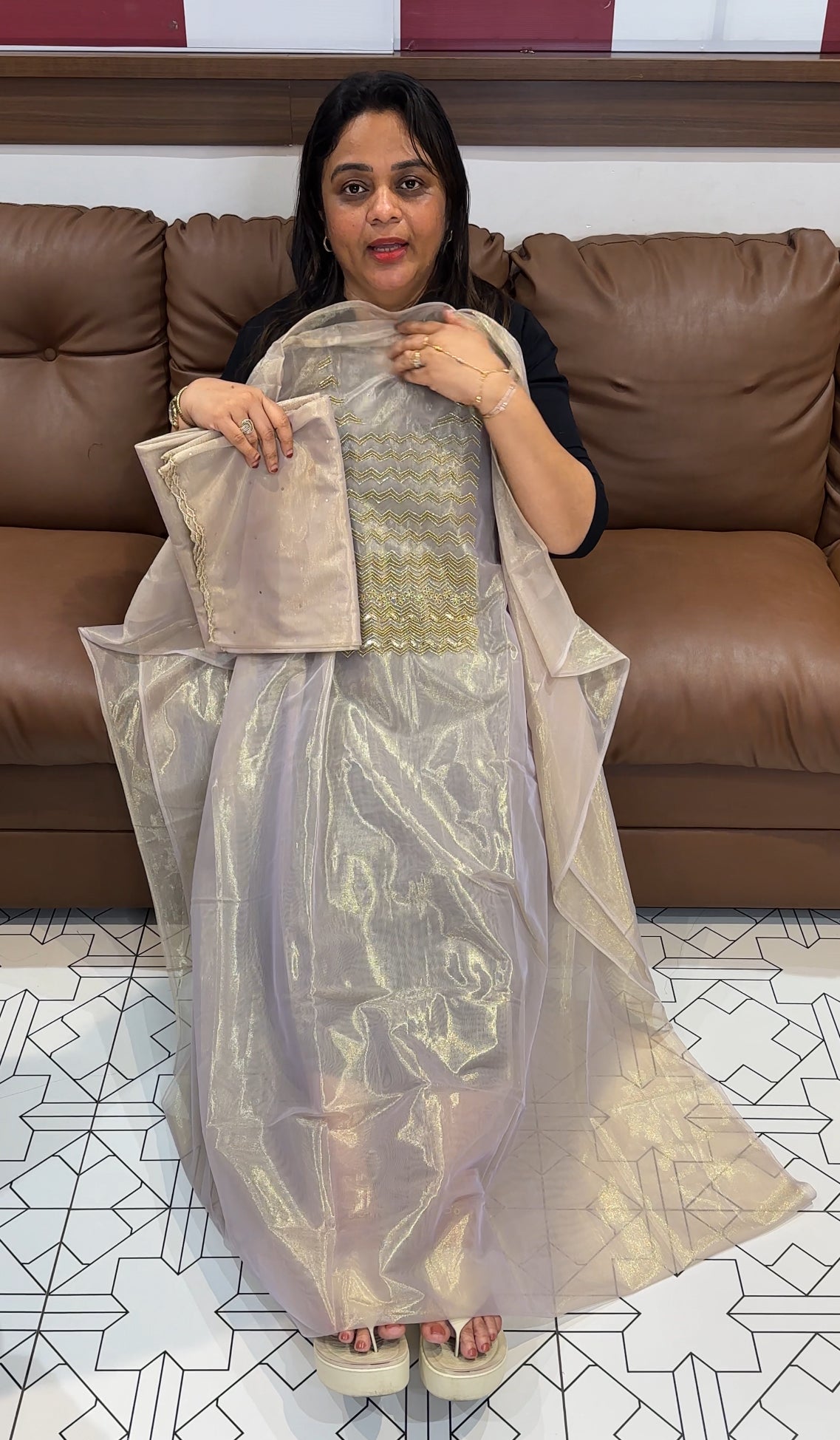 TISSUE NET UNSTITCHED SALWAR SUITS - IHA 25155