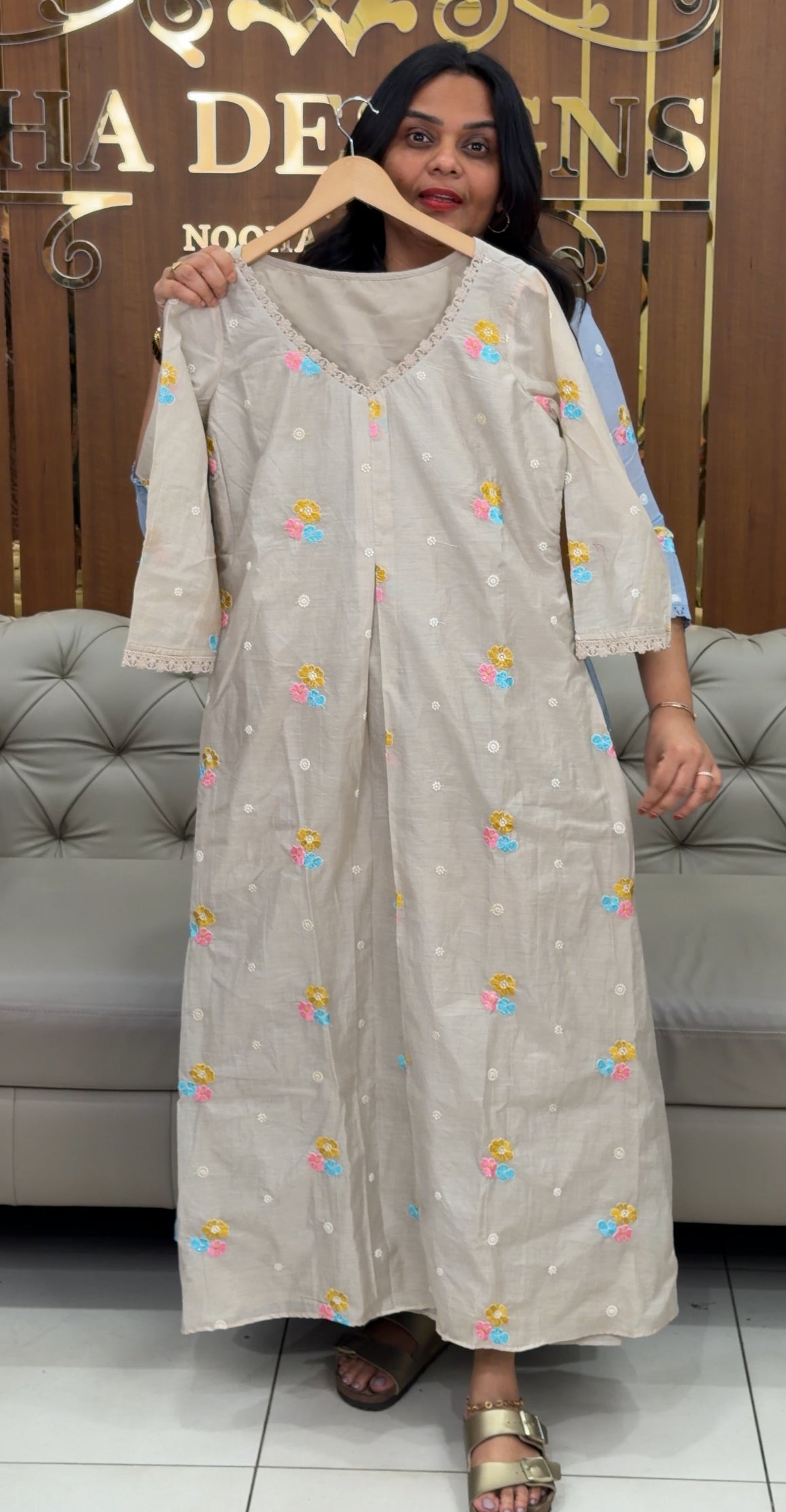 IHA'S IN-HOUSE MUL CHANDERI ALINE TOPS - IHA 35080