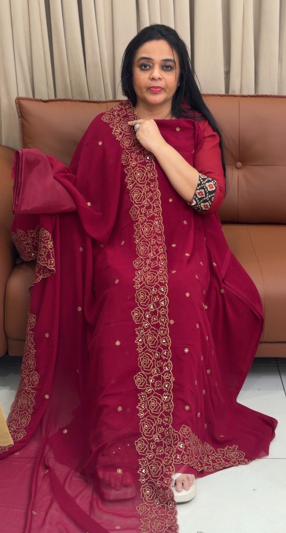 FAUX GEORGETTE UNSTITCHED SALWAR SUITS - IHA 34965