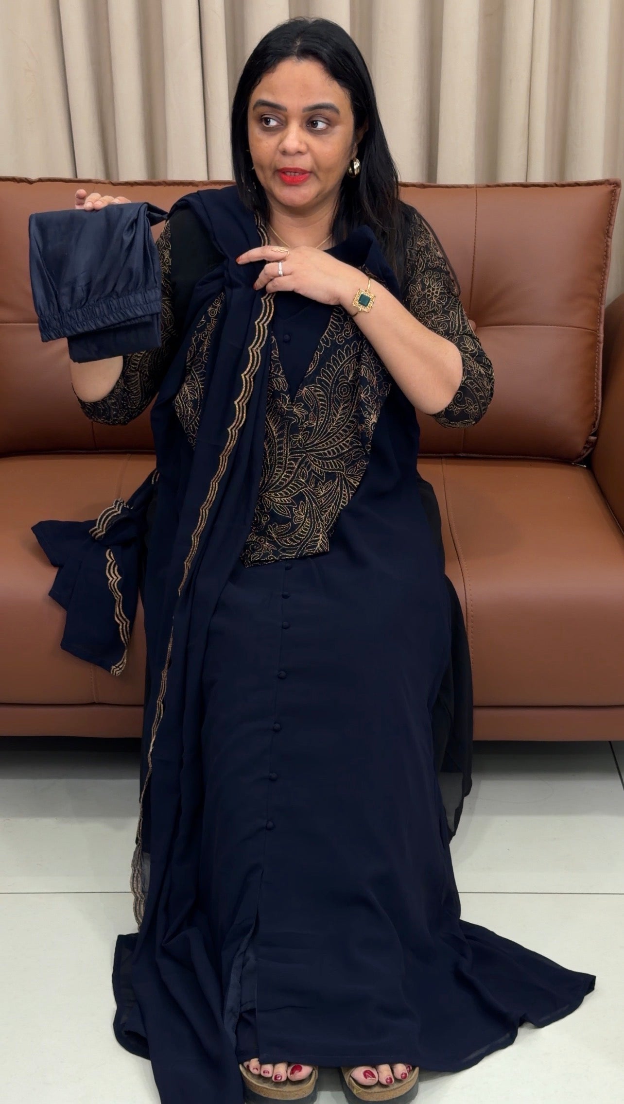 SEMI PARTY WEAR TOP,BOTOM AND DUPATTA - IHA 33427