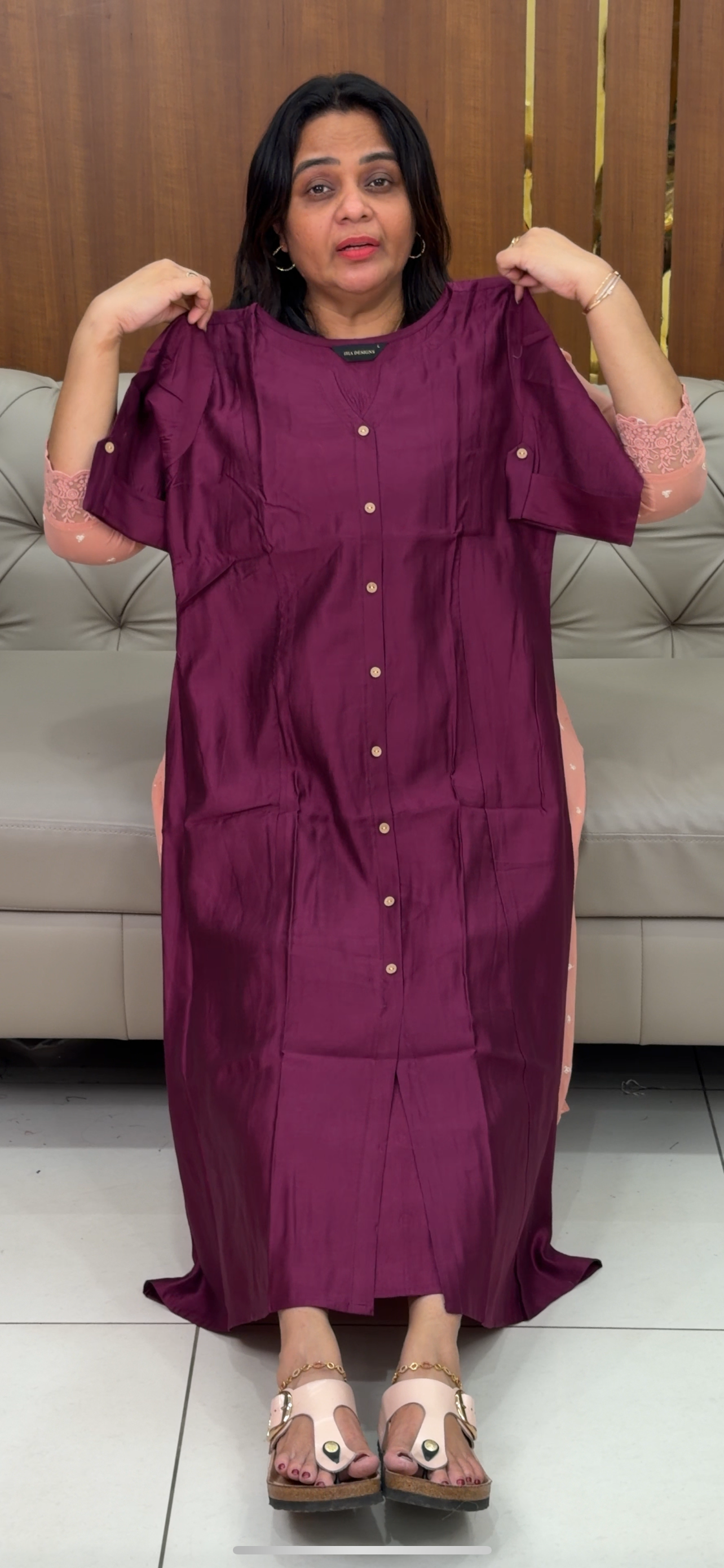 SEMI RAW SILK A-LINE TOPS - IHA 29060