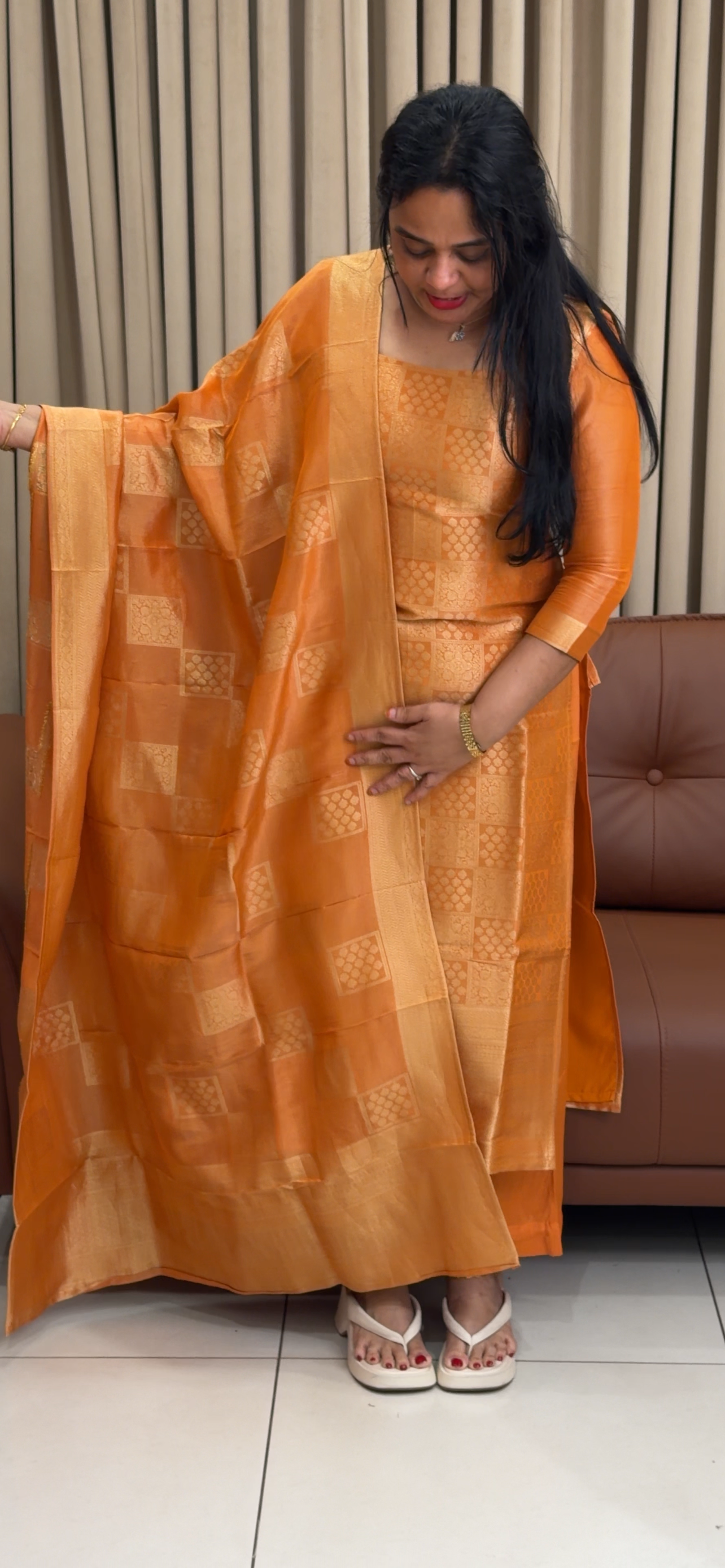 BANARASI TISSUE UNSTITCHED SALWAR SUITS - IHA 34526