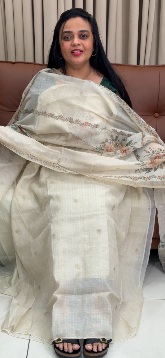 MALAI CHANDERI UNSTITCHED SALWAR SUITS - IHA 34810