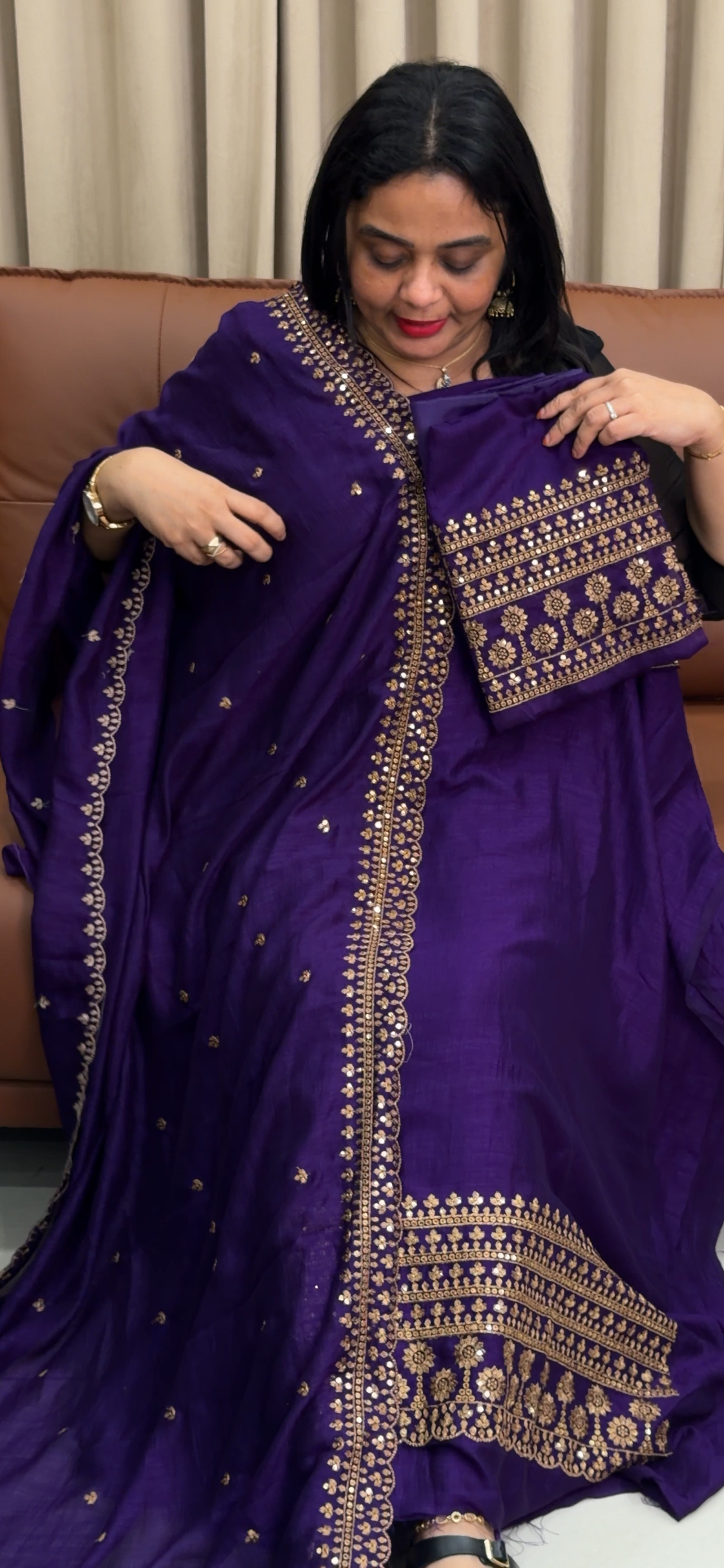 SEMI RAW SILK UNSTITCHED SALWAR SUITS - IHA 33986
