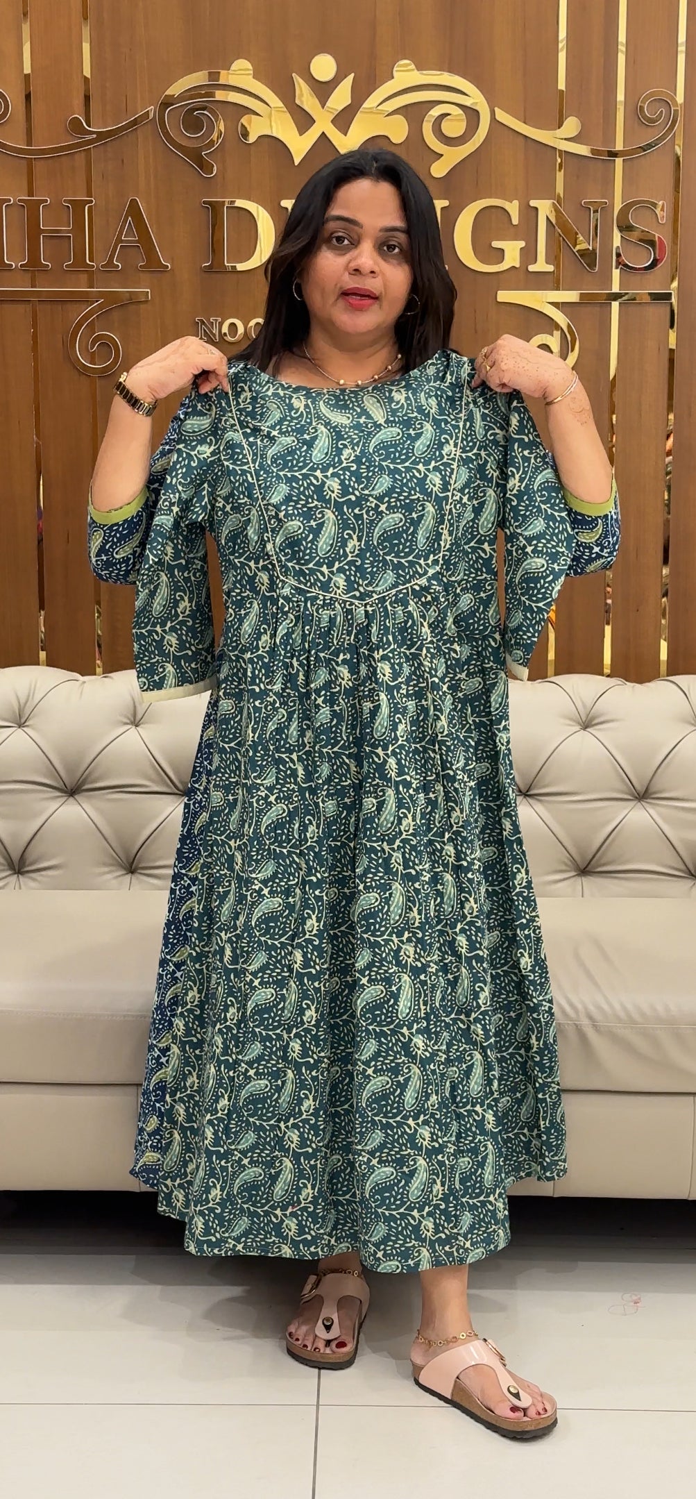 IHA'S IN-HOUSE COTTON PRINTED ALINE TOPS - IHA 27625