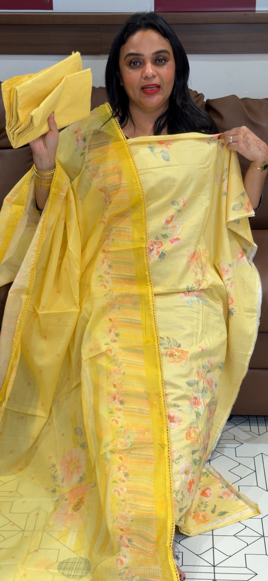 MUL MUL COTTON UNSTITCHED SALWAR SUITS - IHA 33113