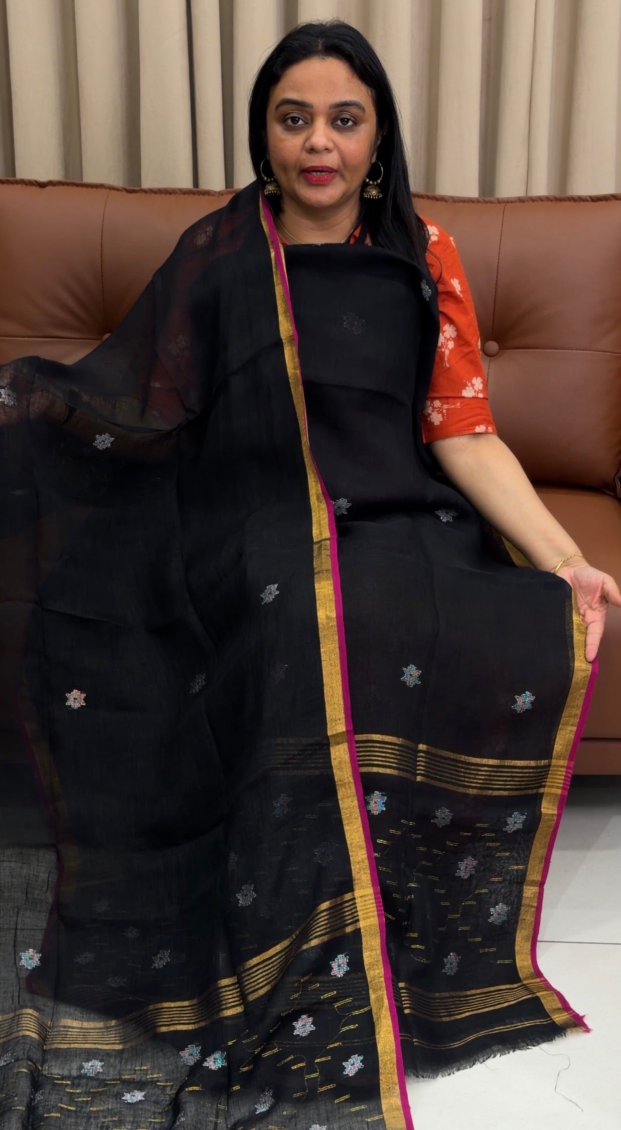 JAMDANI LINEN UNSTITCHED SALWAR SUITS - IHA 33608