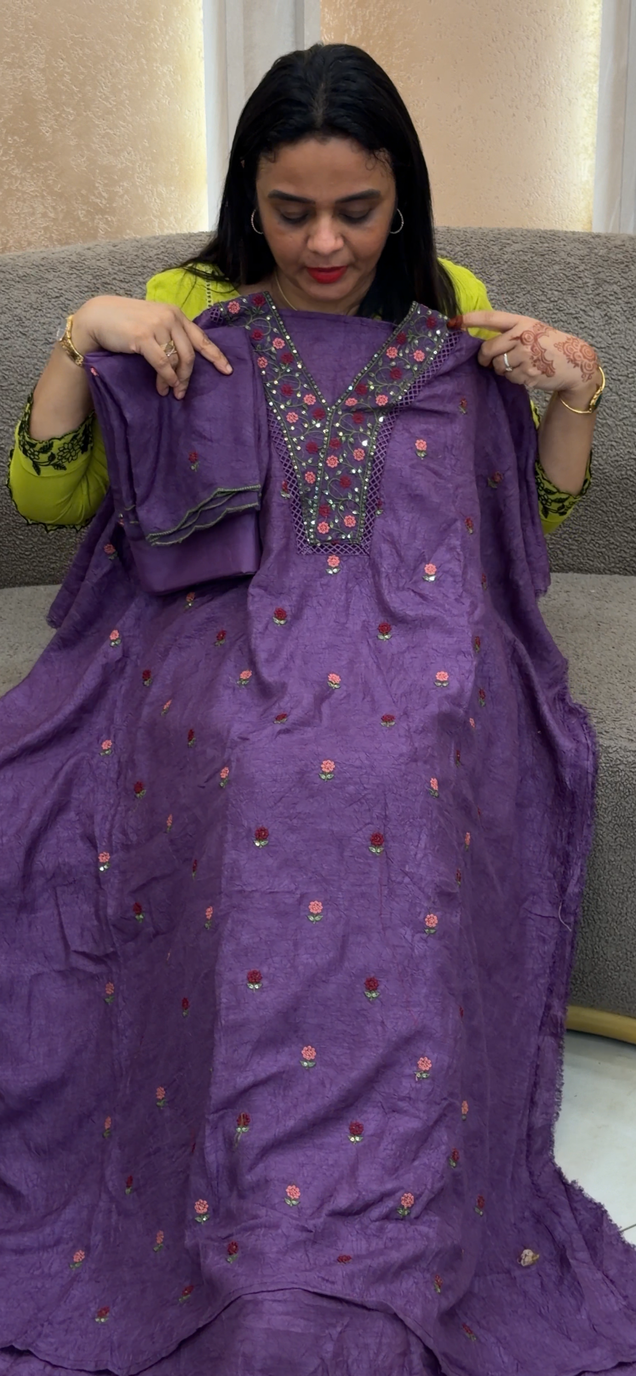 CRUSHED SILK UNSTITCHED SALWAR SUITS - IHA 33004