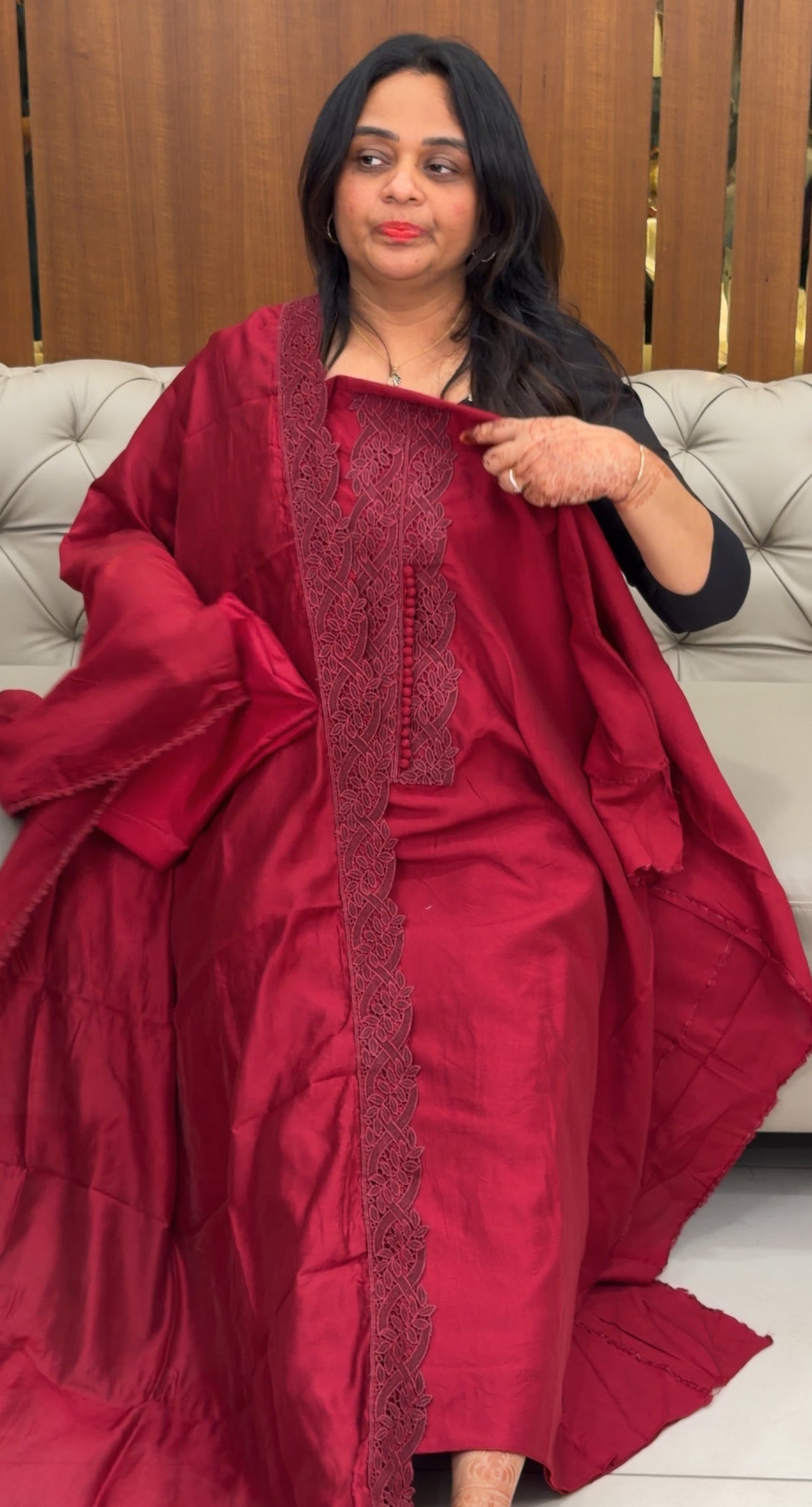 MALAI CHANDERI UNSTITCHED SALWAR SUITS - IHA 32827