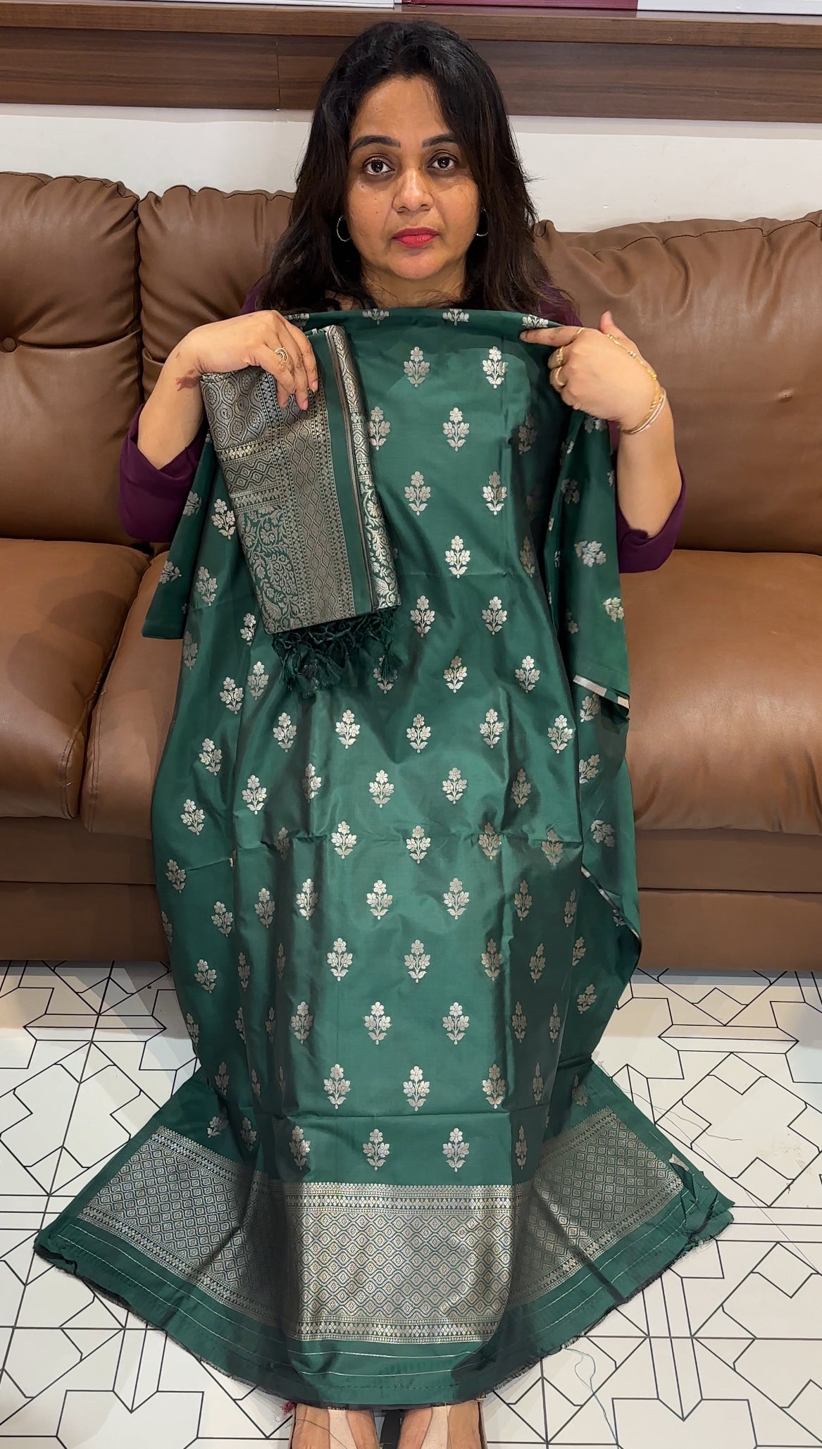 SEMI BANARASI UNSTITCHED SALWAR SUITS - IHA 26370