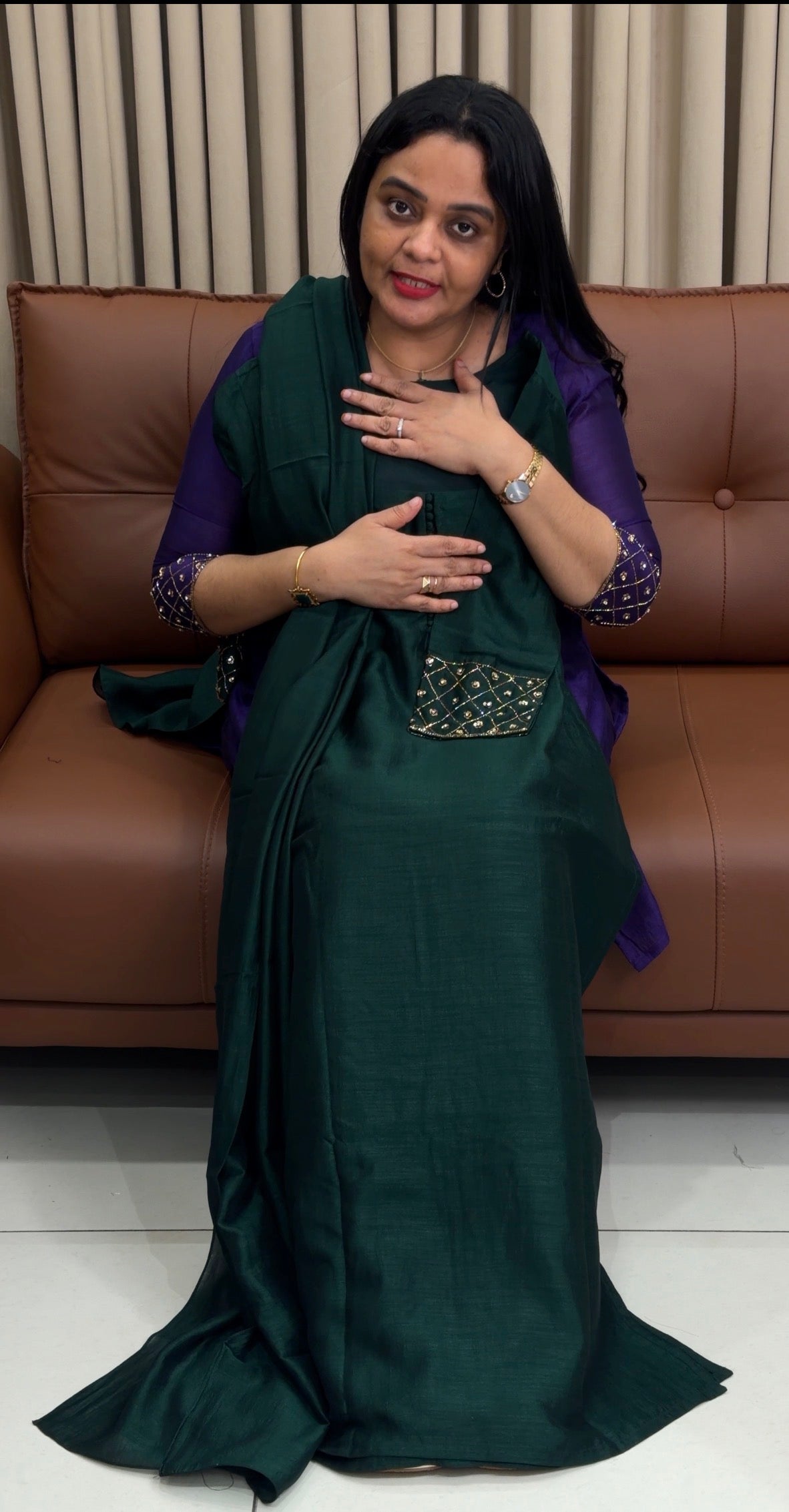 IHA'S IN-HOUSE SEMI RAW SILK ALINE TOP AND DUPATTA - IHA 34452