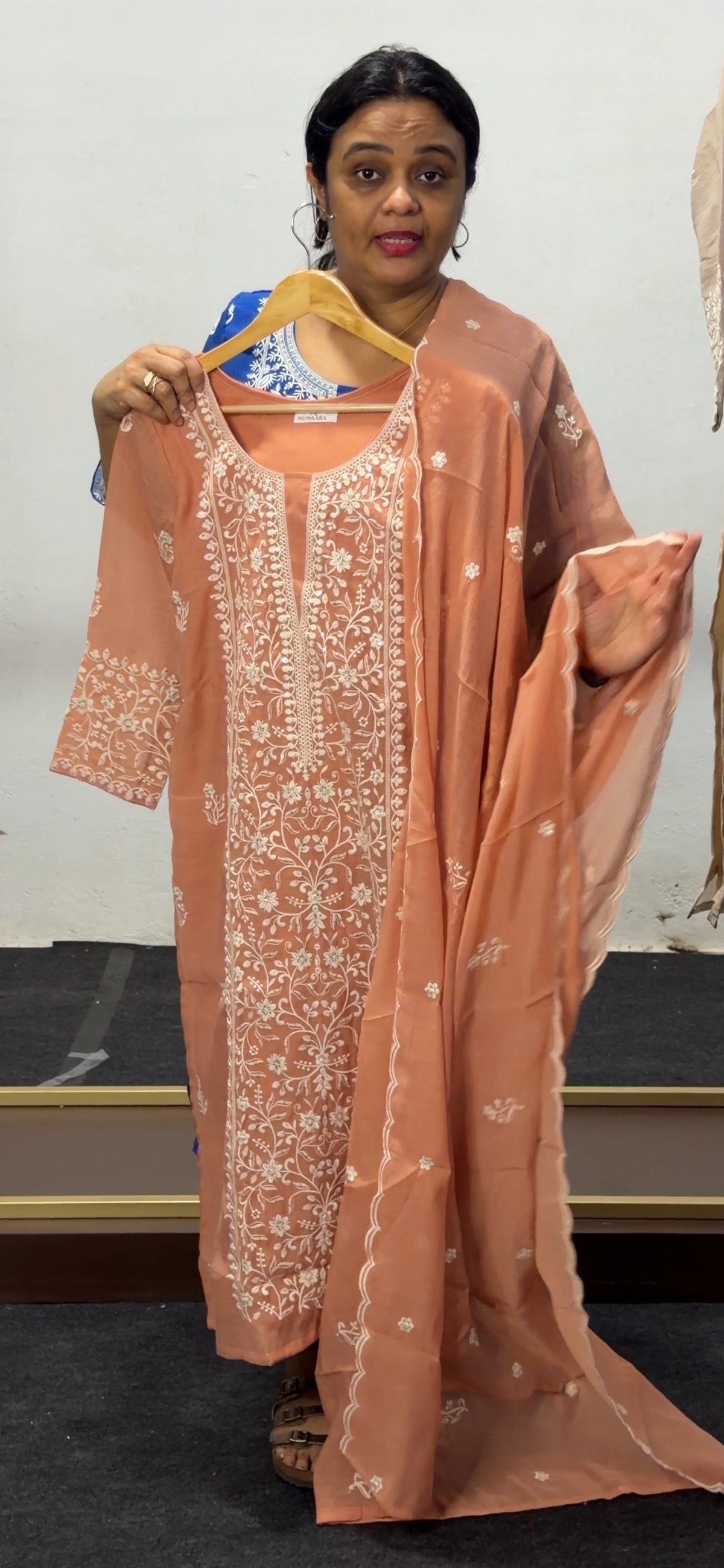 CHIKANKARI TOP, BOTTOM AND DUPATTA  - IHA 36065