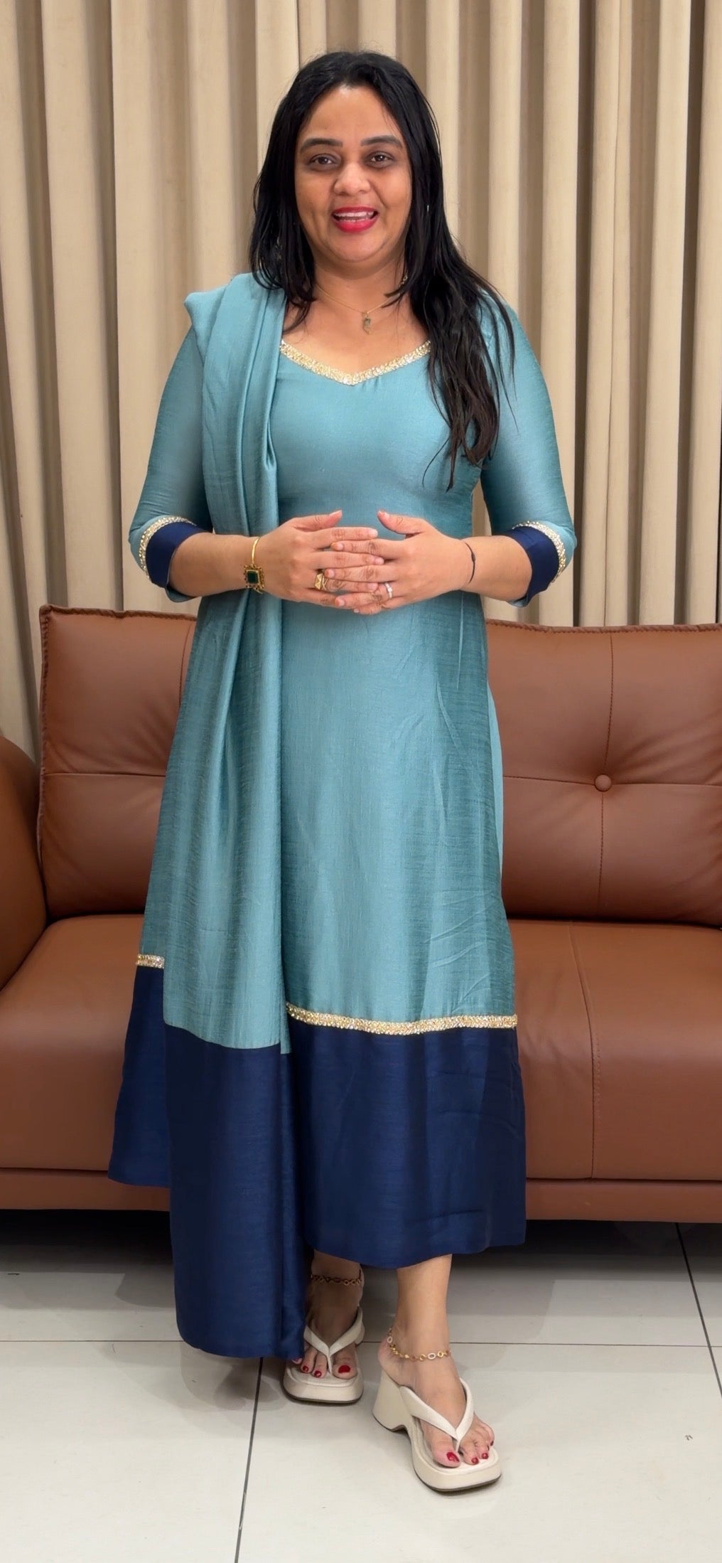 IHA'S IN-HOUSE SEMI RAW SILK SLITTED TOP AND DUPATTA - IHA 34216
