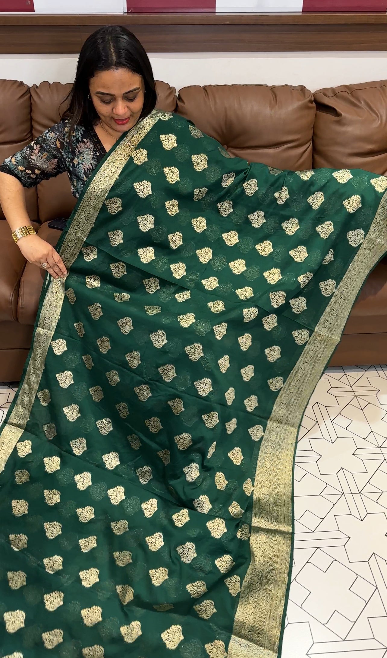 SEMI CRAPE BANARASI SAREES - IHA 19698