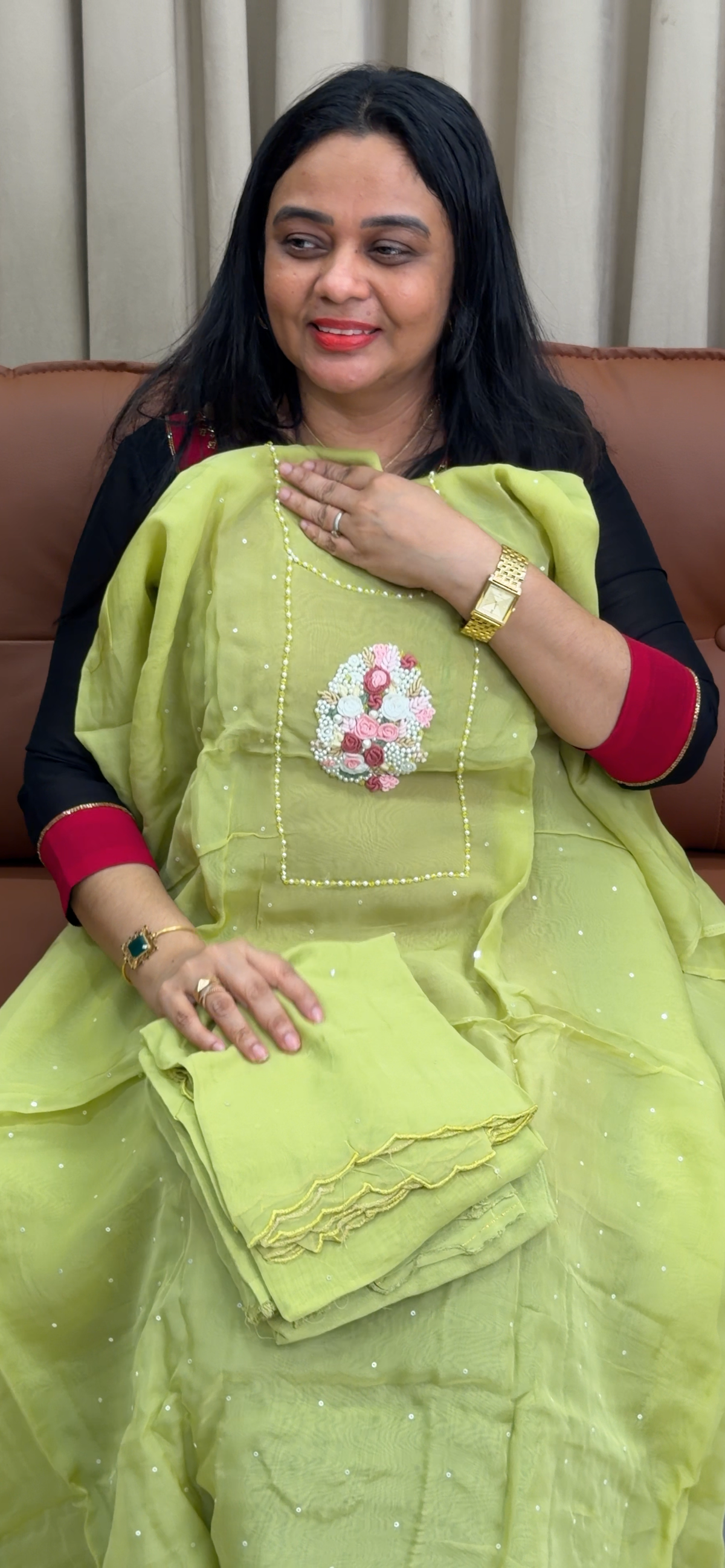 HANDWORKED UNSTITCHED SALWAR SUITS - IHA 35420