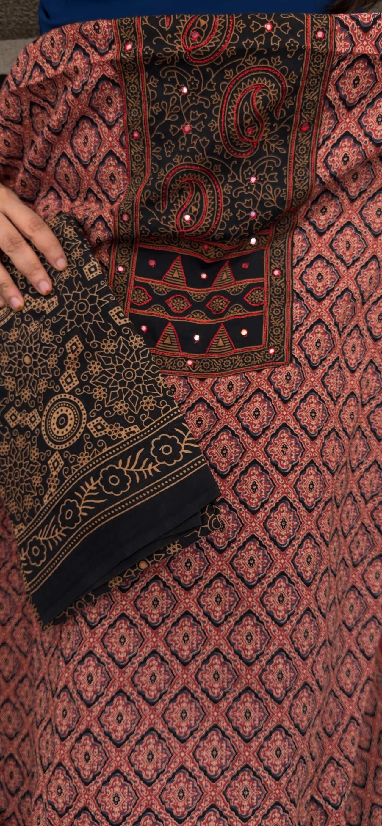 COTTON AJRAKH PRINTED UNSTITCHED SALWAR SUITS - IHA 33088